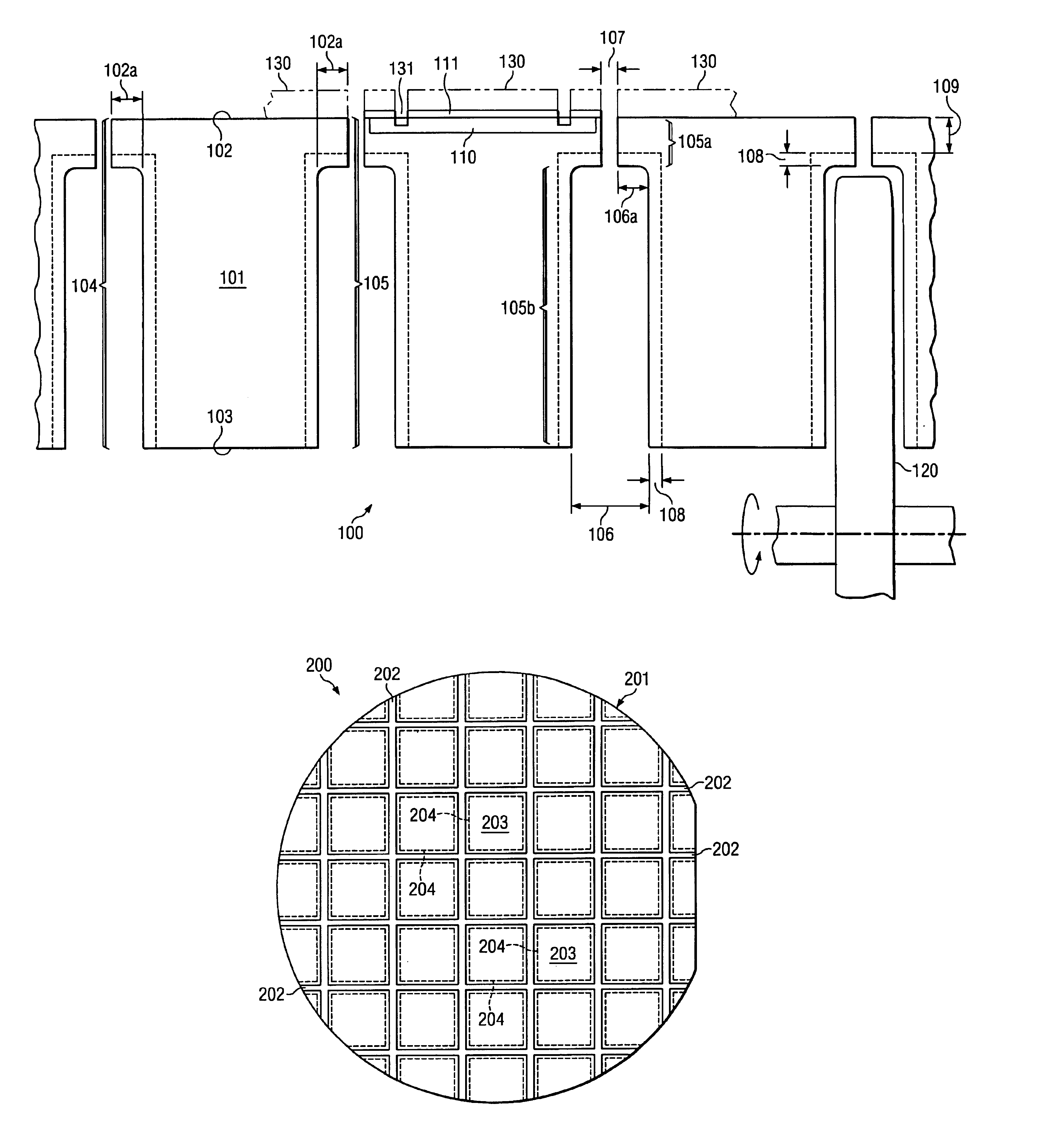 Scribe street width reduction by deep trench and shallow saw cut