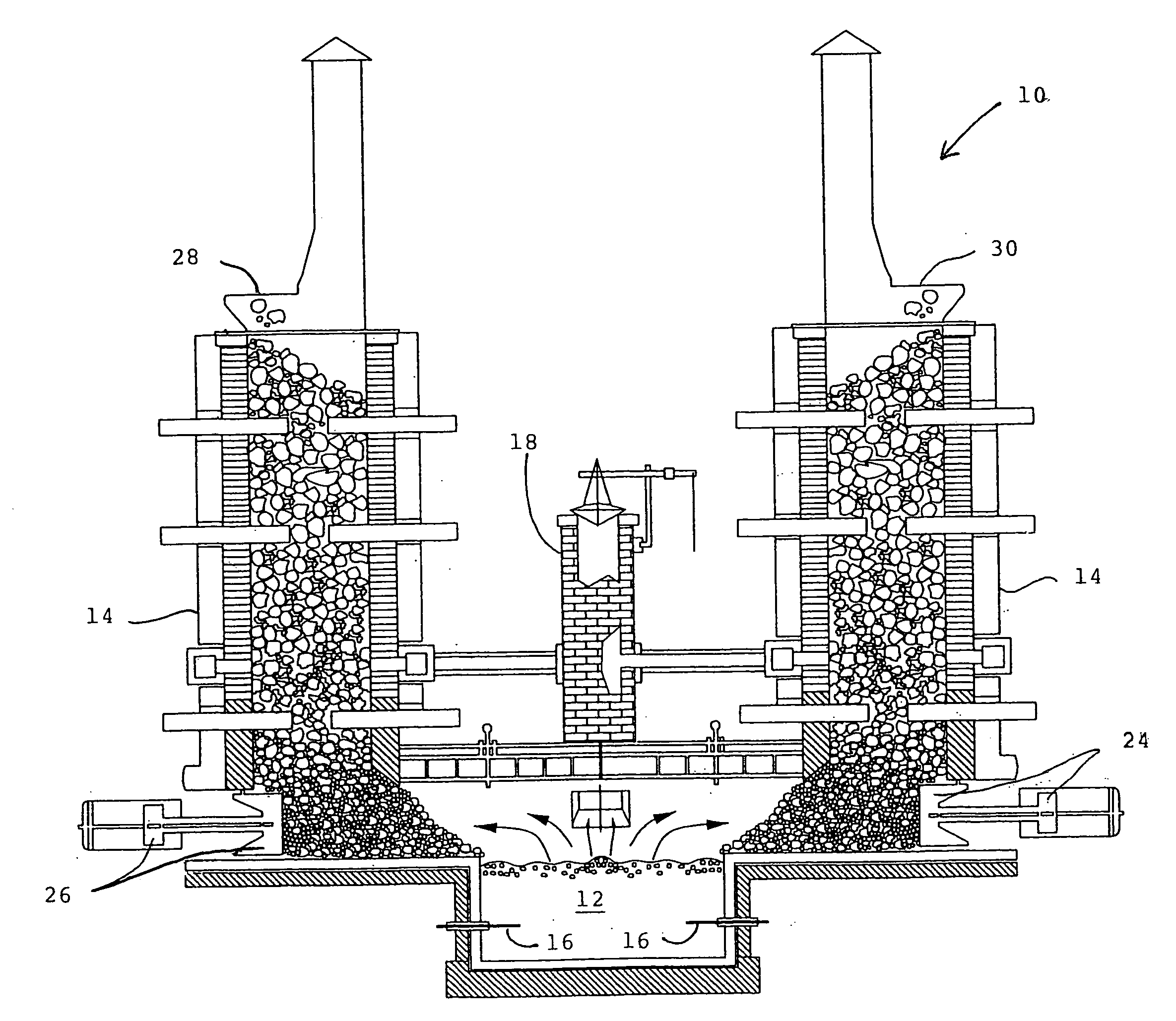 Submerged fired vertical furnance