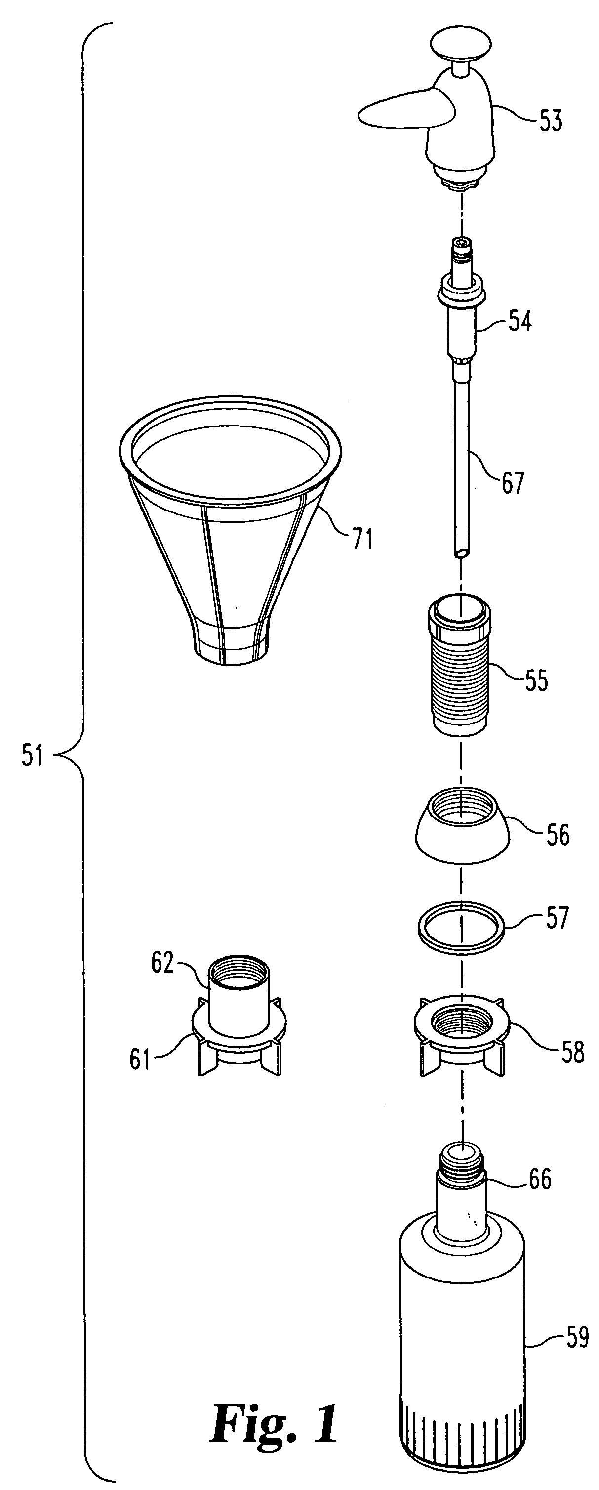 Stationary soap dispenser assembly