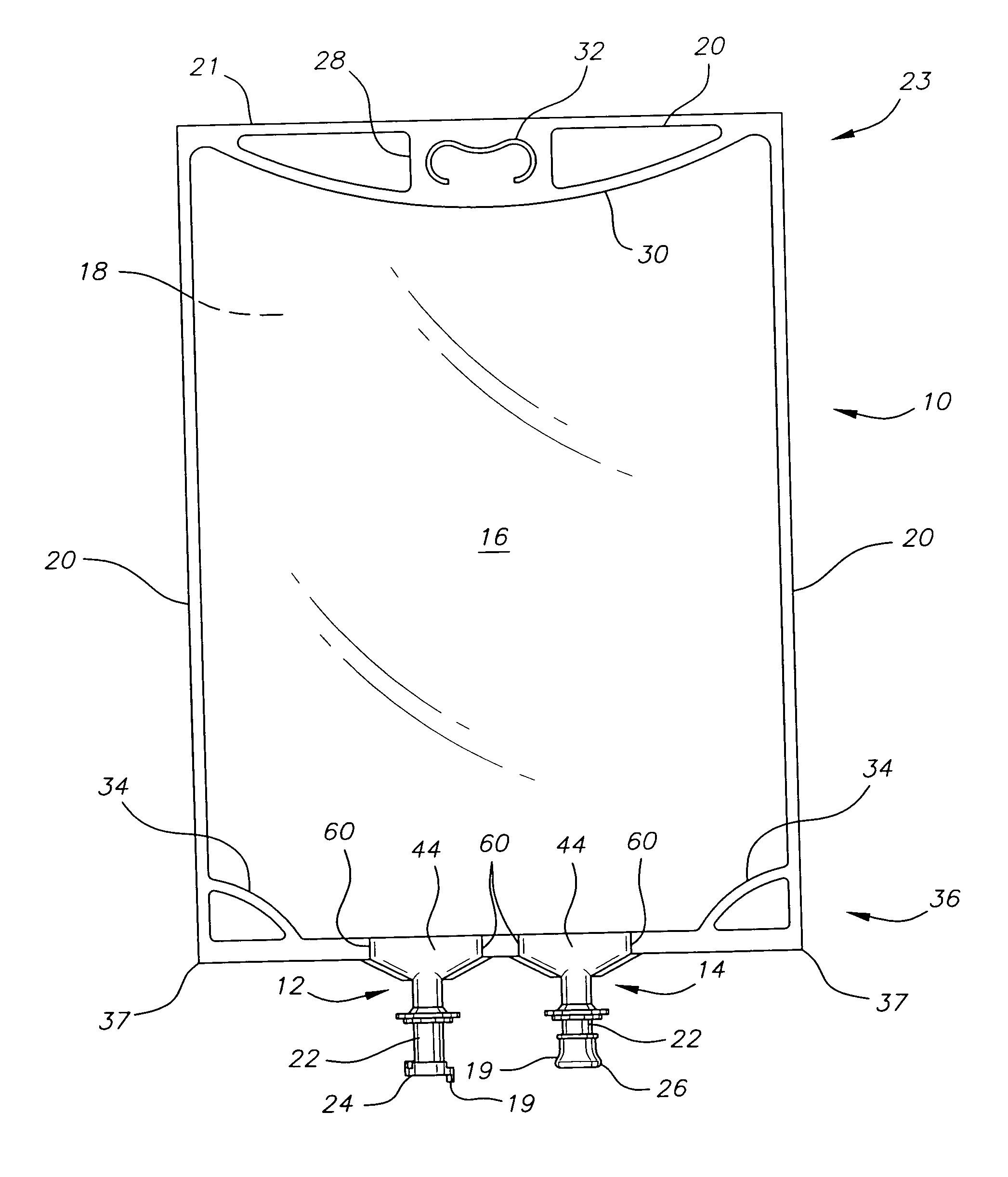 Flexible container with a flexible port and method for making the same