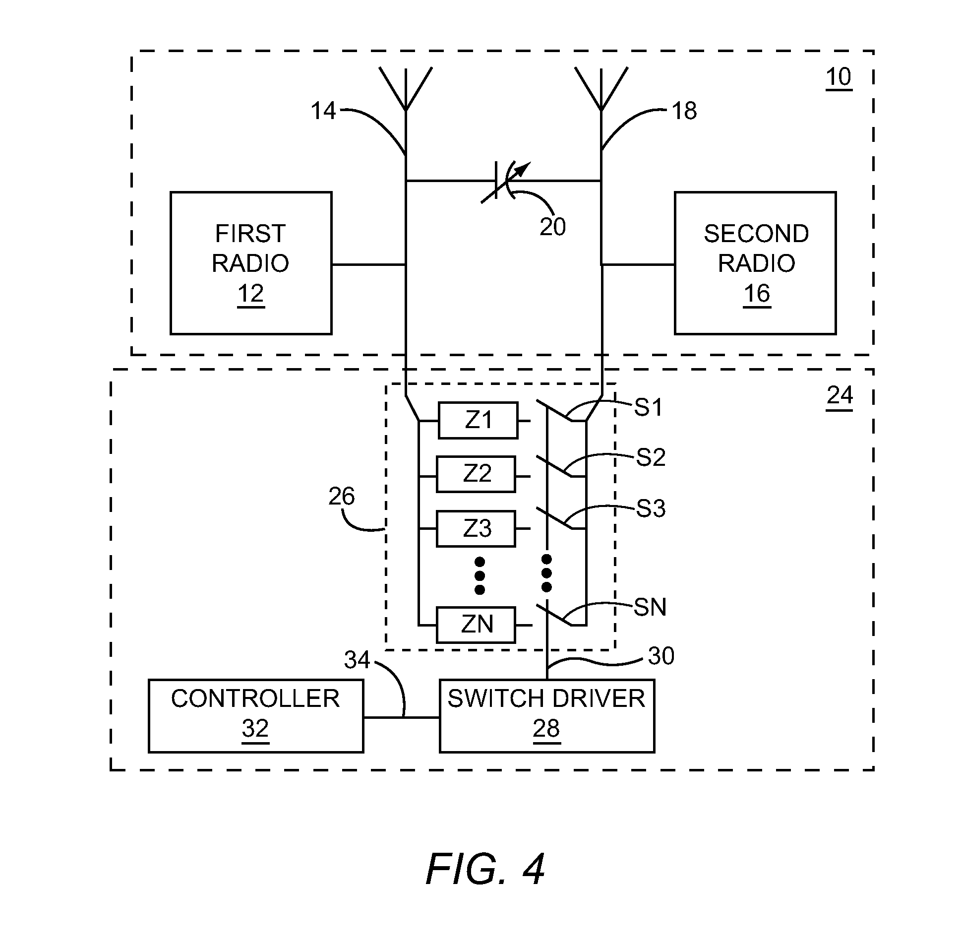 Adaptive antenna neutralization network