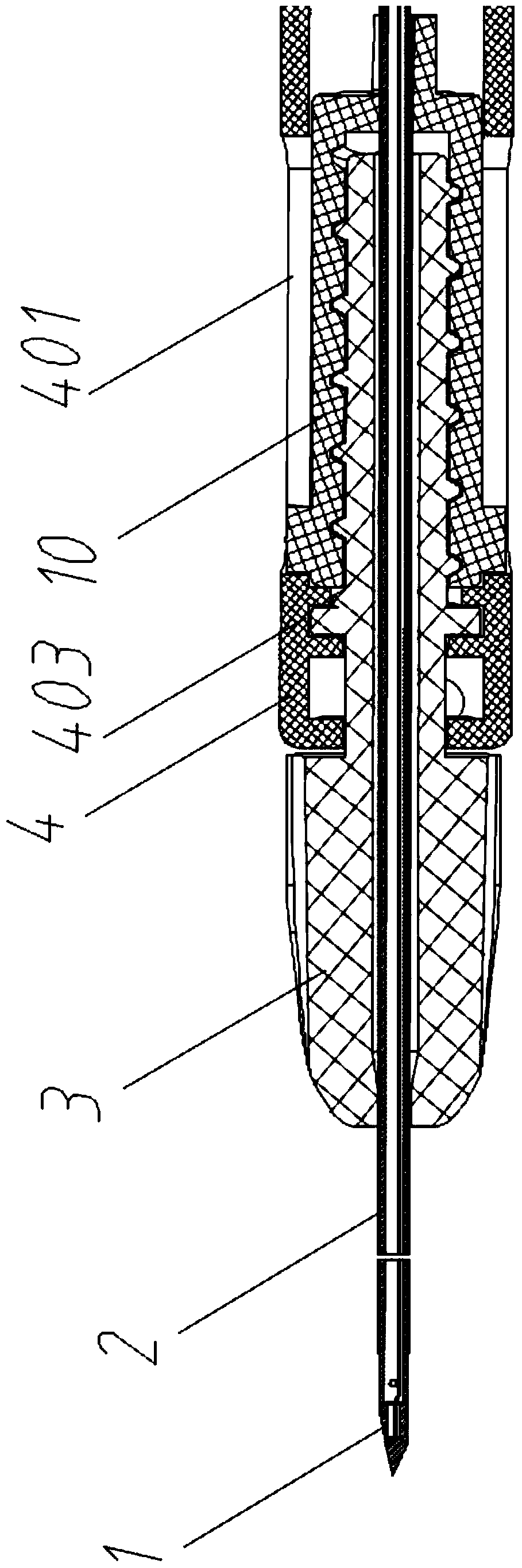 An electrode needle system of an adjustable water injection ablation electrode needle