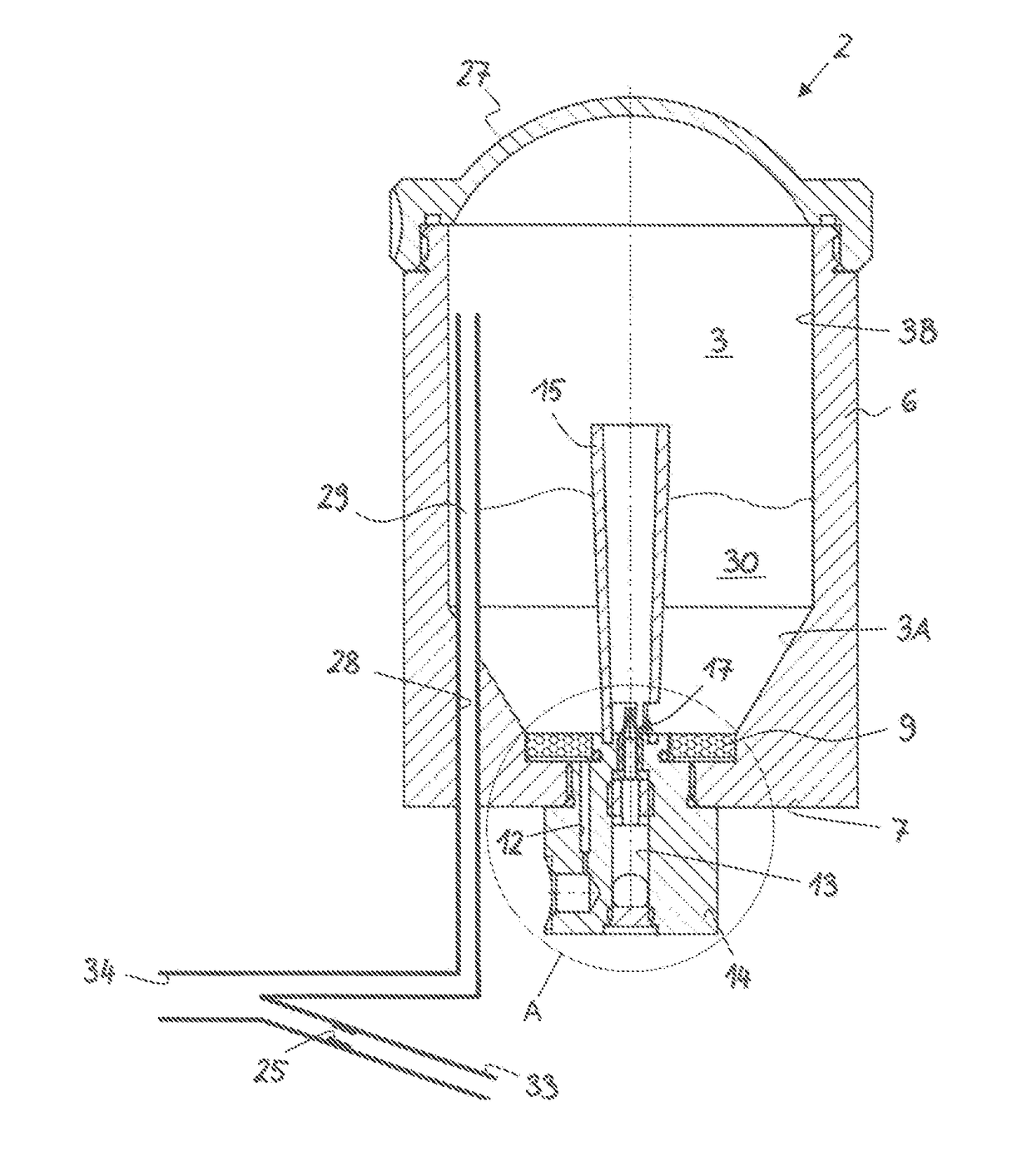 Medical or dental device for dispensing a powdered medium