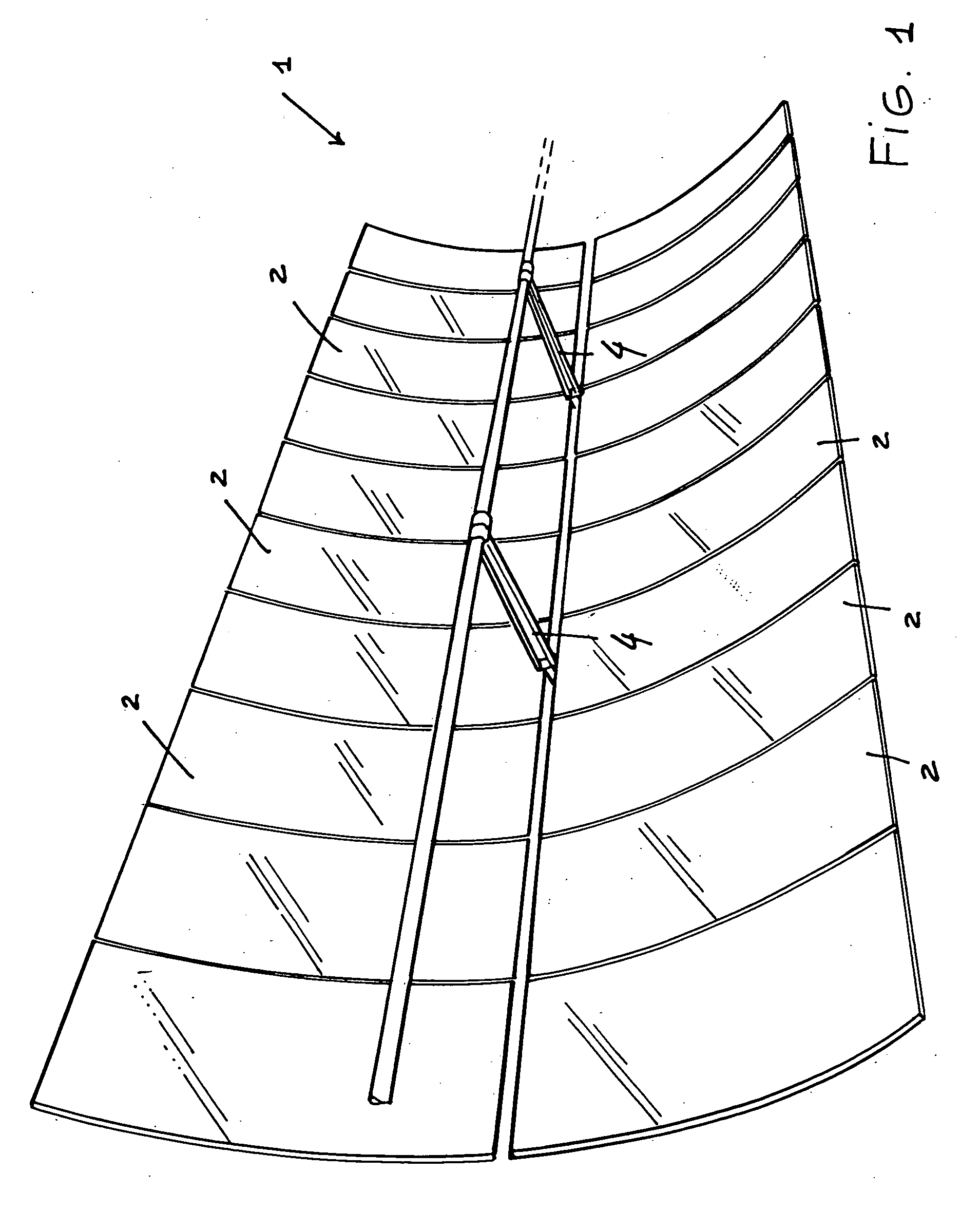 Reflecting parabolic construction for solar heating systems