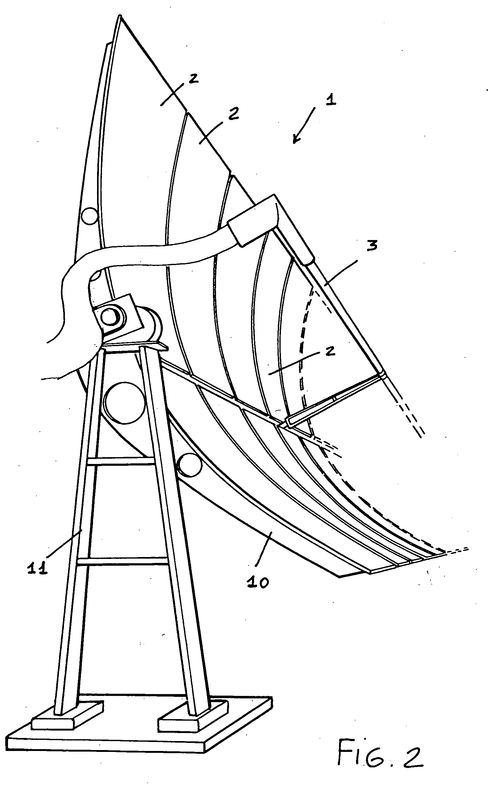 Reflecting parabolic construction for solar heating systems