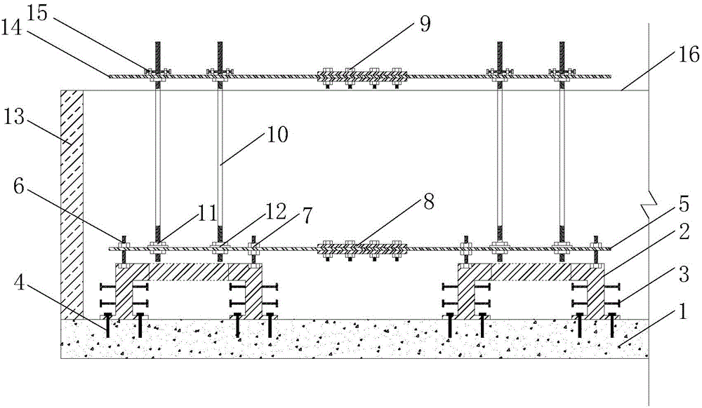 Construction method for raft plate basic high-precision overall pre-embedded large-diameter bolt group structure