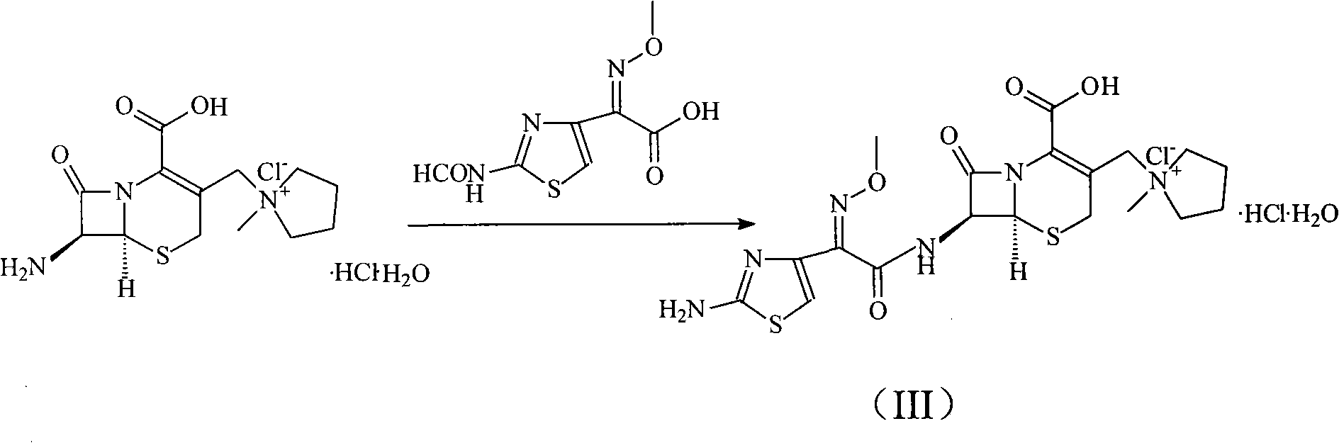 Cefepime hydrochloride compound prepared by new synthetic method