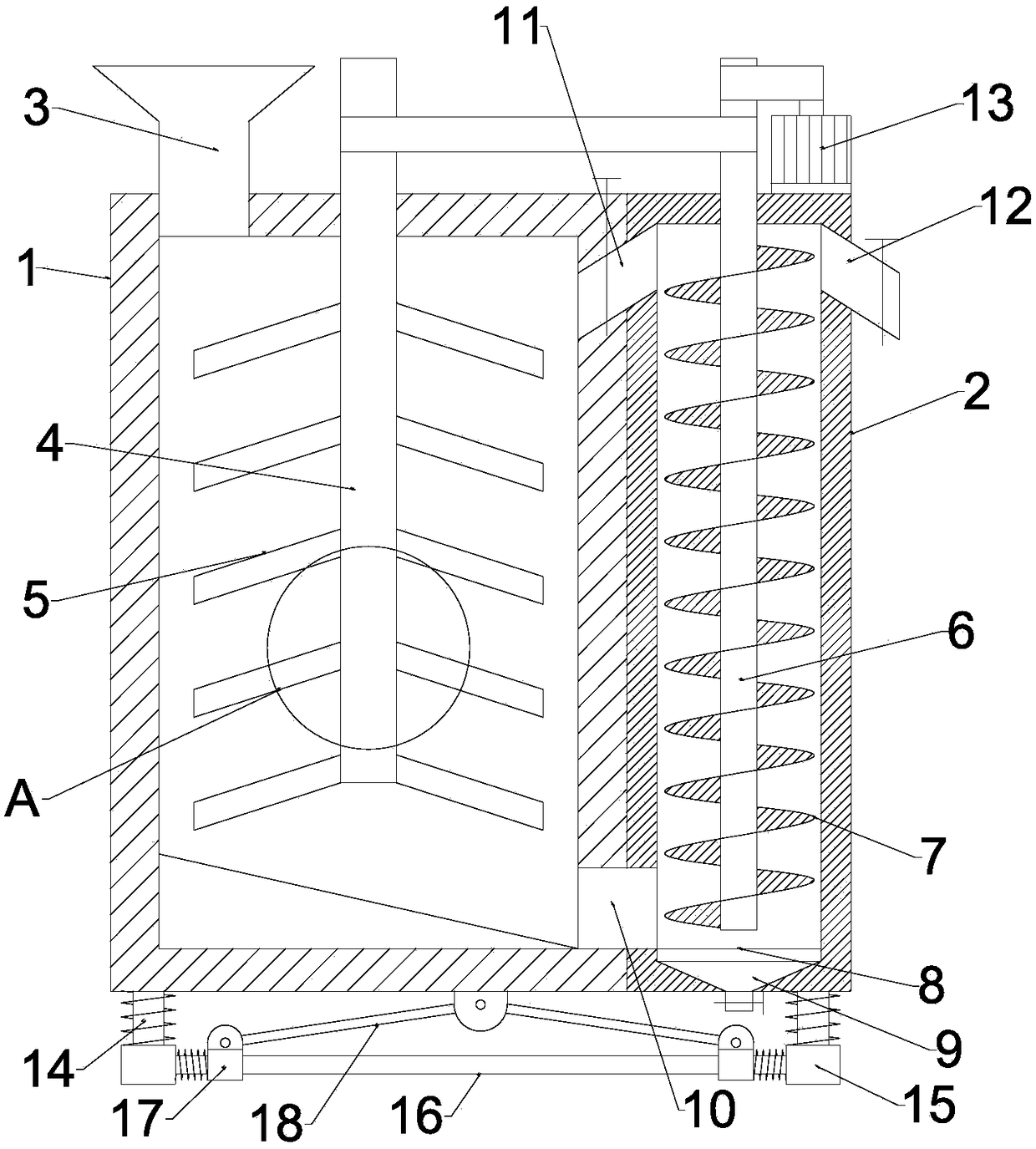 Stirring type soil pollution circular treatment device