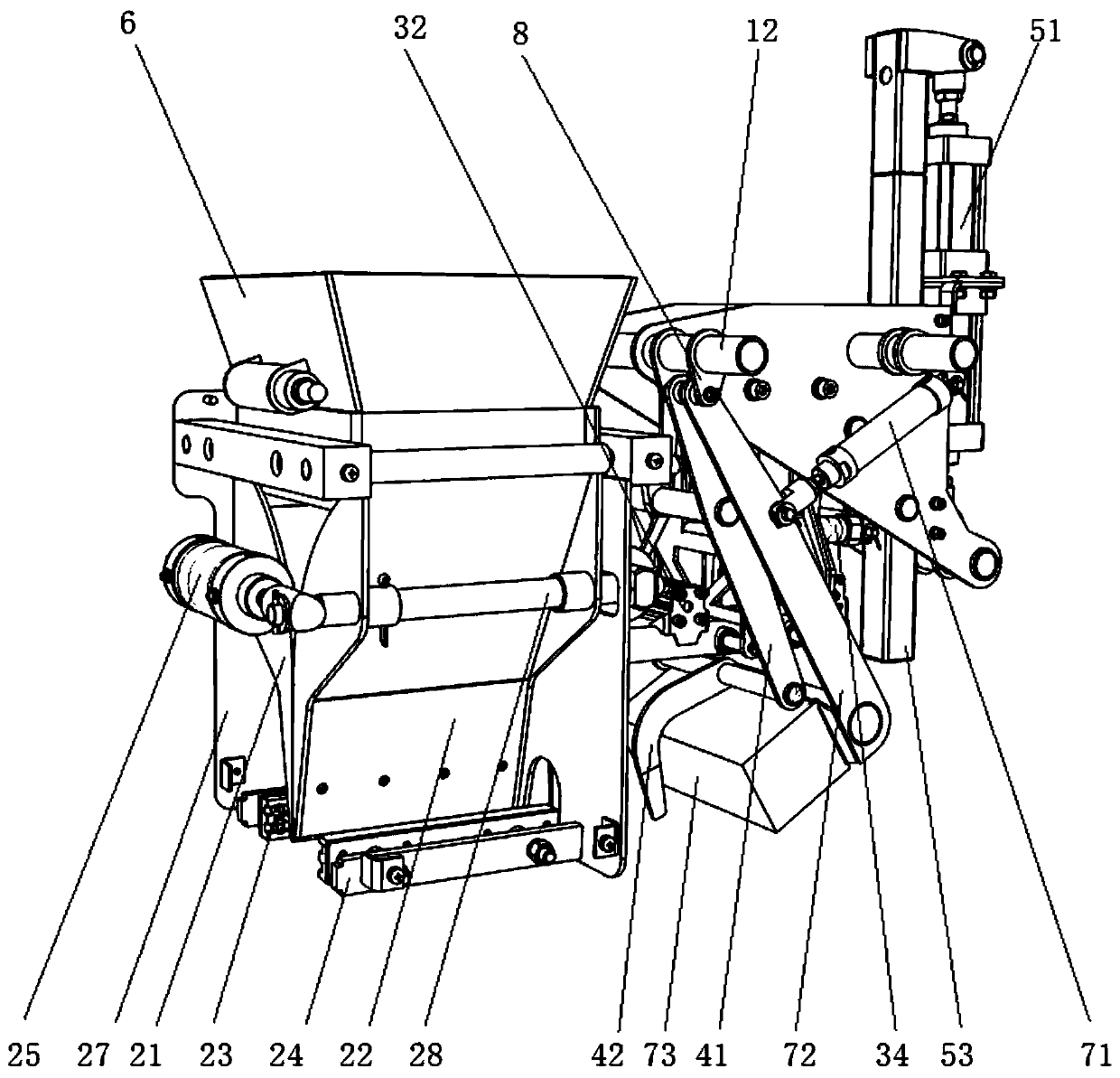 M-type bag forming clamping device