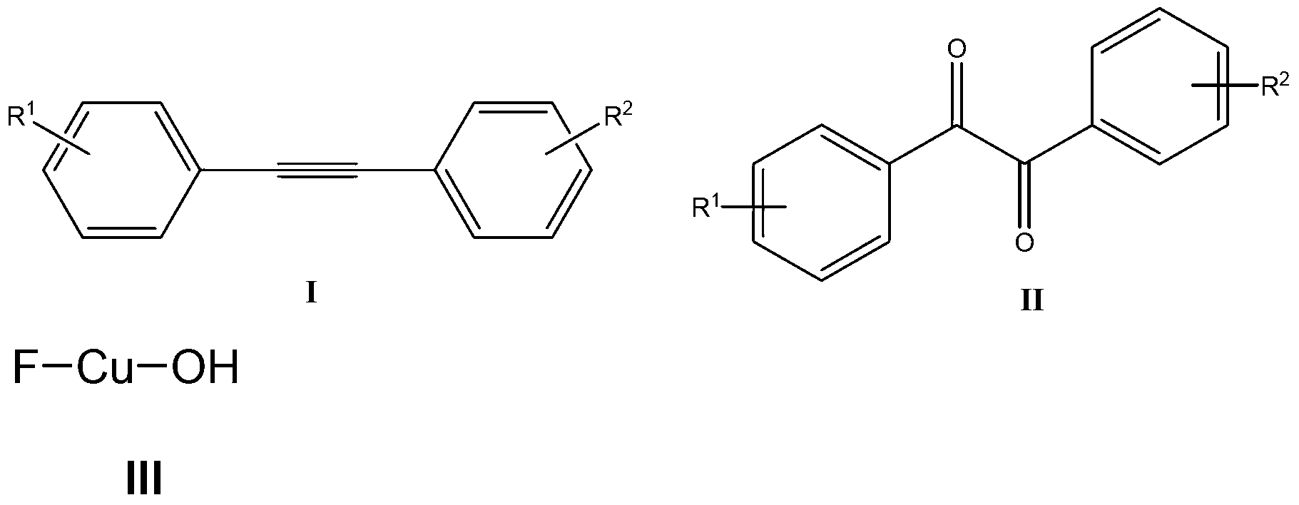 Method for catalyzing and synthesizing benzil derivatives from alkali type copper fluoride