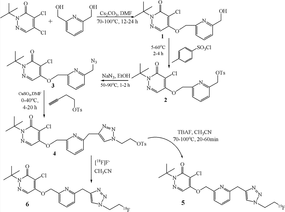 Fluorine-18-marked myocardial perfusion developing agent and preparation method and application thereof