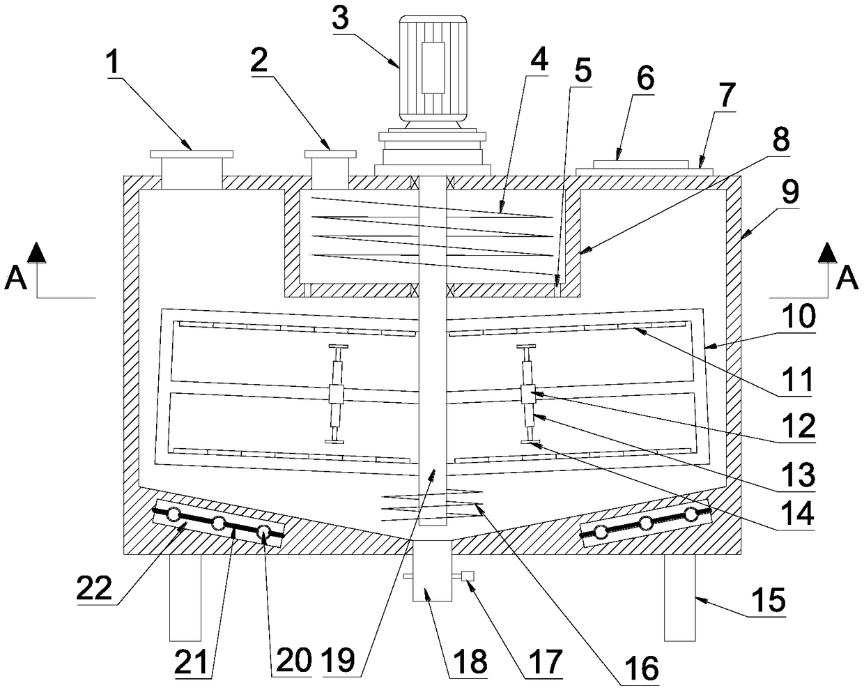 Centrifugal magnetic-dynamic mixing and stirring device for liquid industrial raw materials