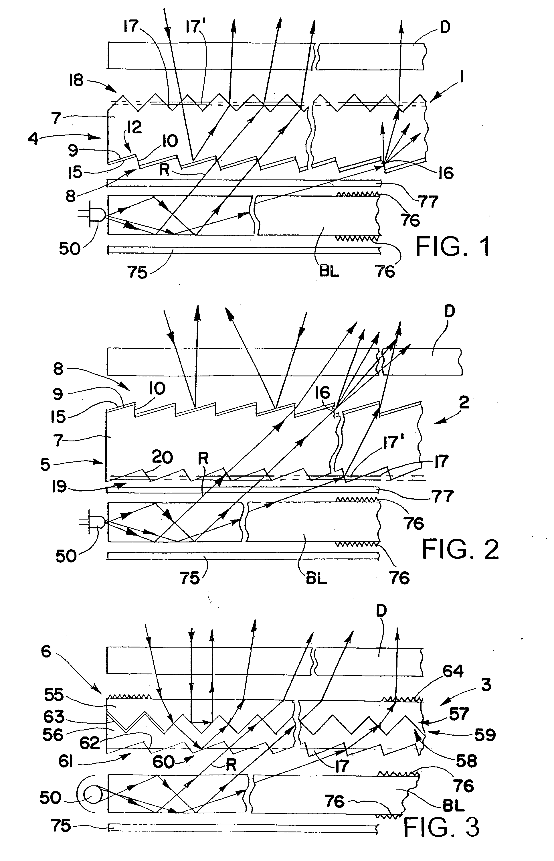 Transreflectors, transreflector systems and displays and methods of making transreflectors