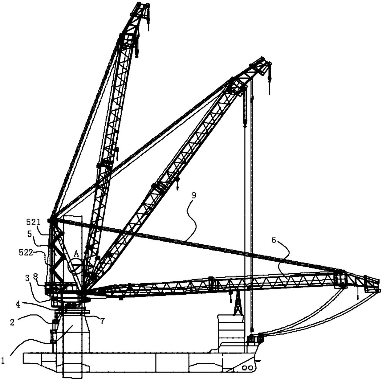 Double-arm parallel crane and working method