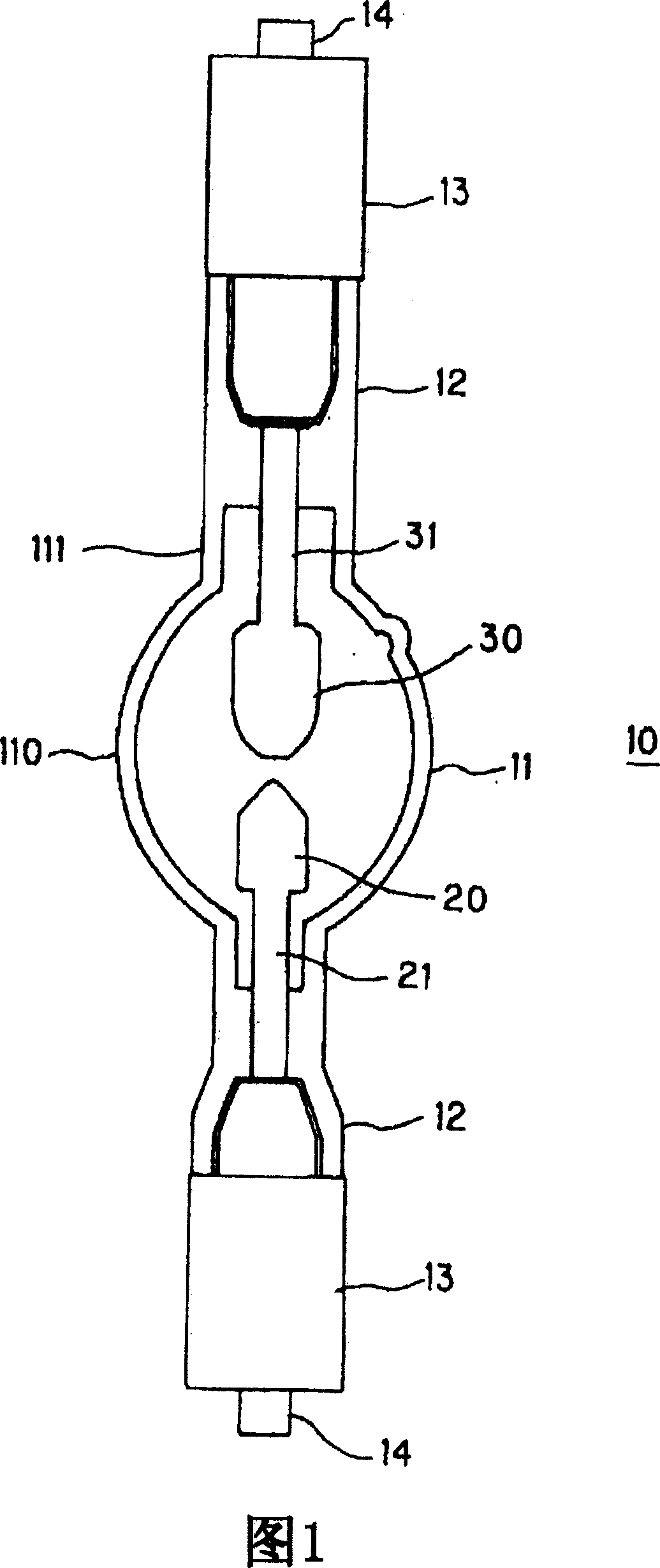 Short arc type mercury lamp