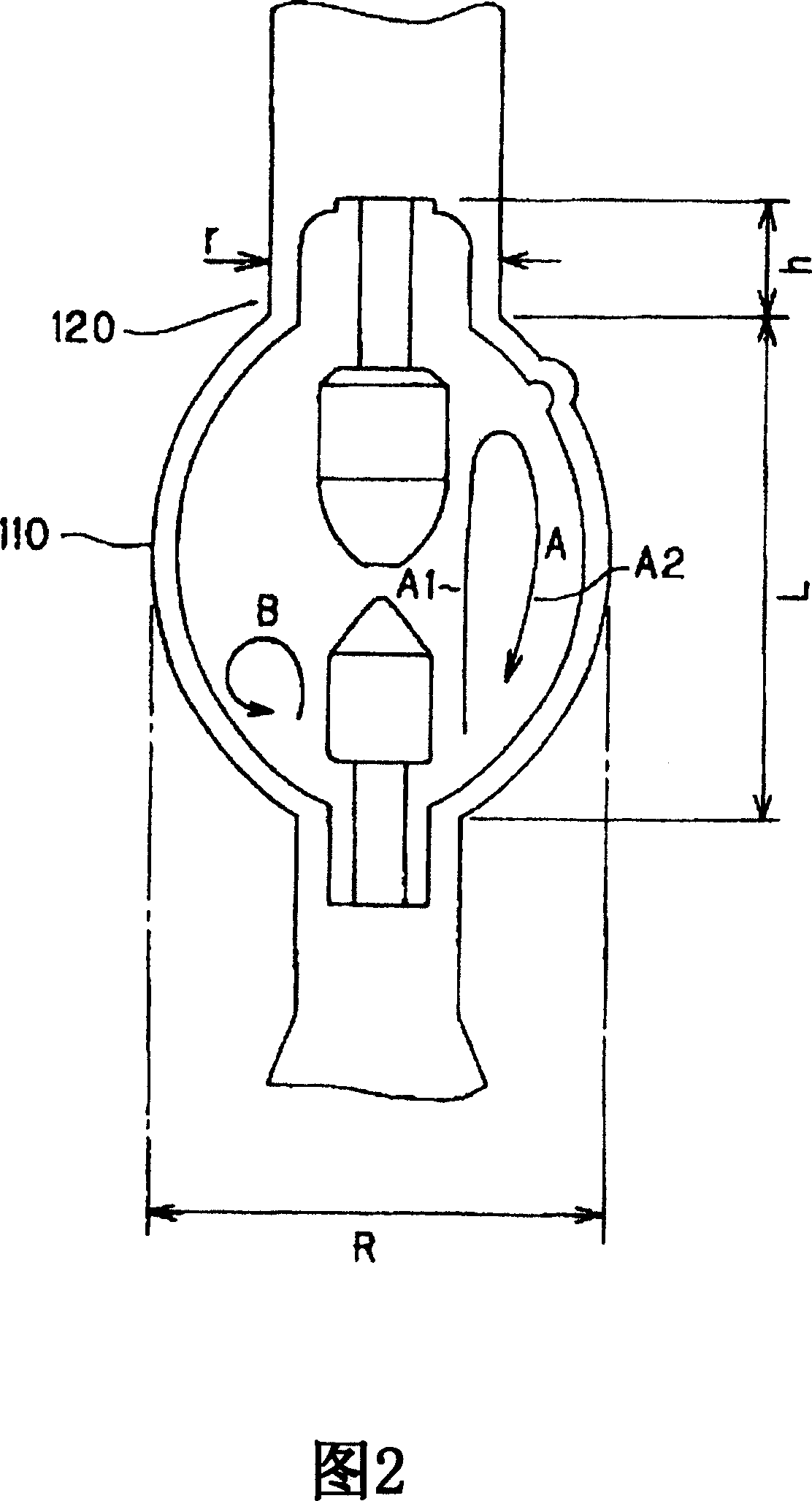 Short arc type mercury lamp