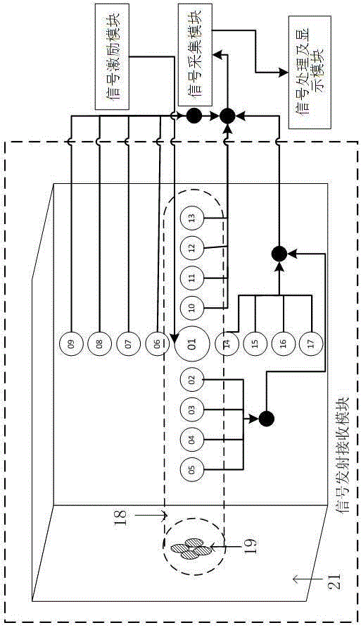 Device and method for ultrasonic testing of corrugated pipe duck grouting compactness