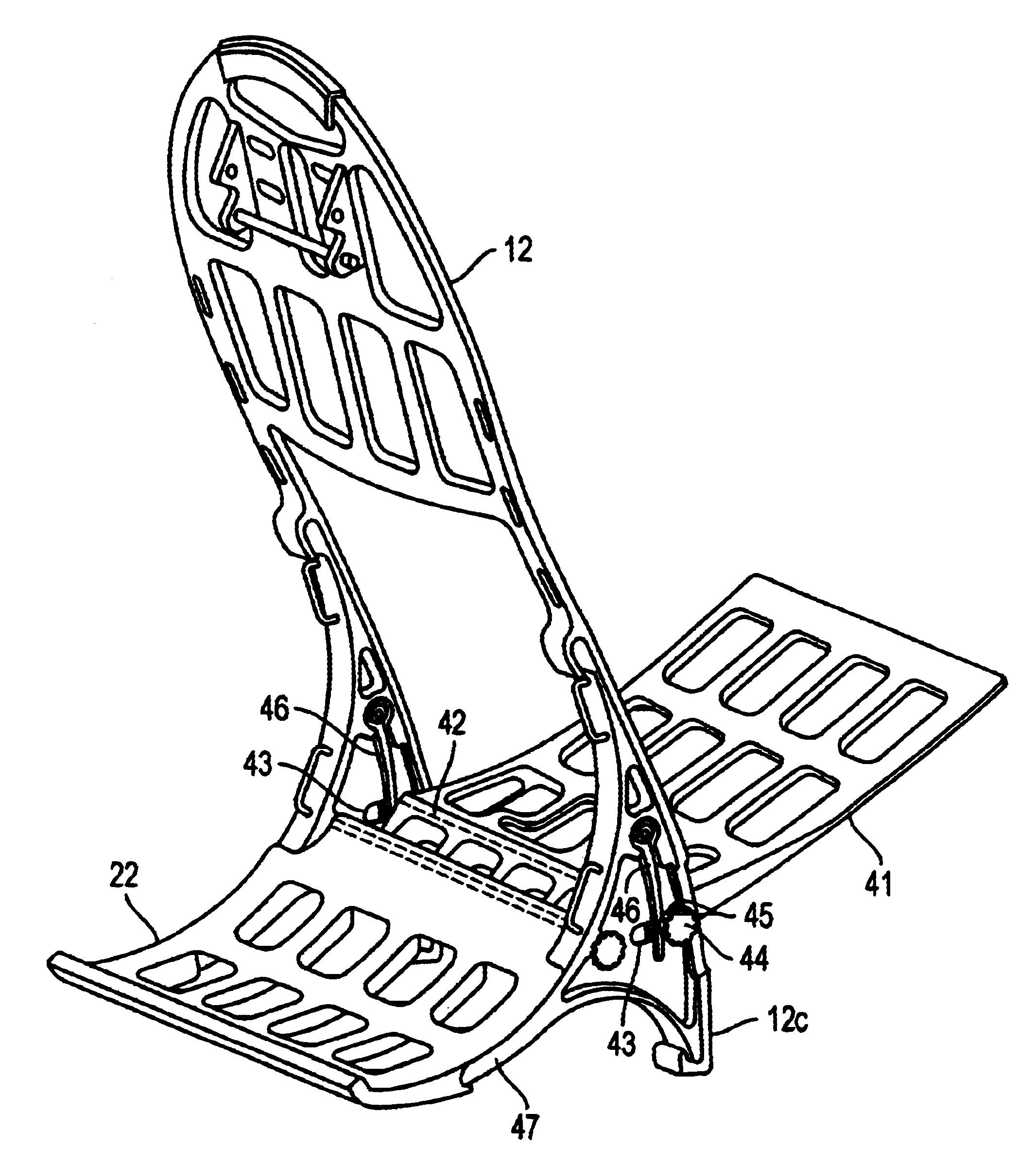 Back-supported load-carrying mechanism with suspension-mounted pivoting lumbar support