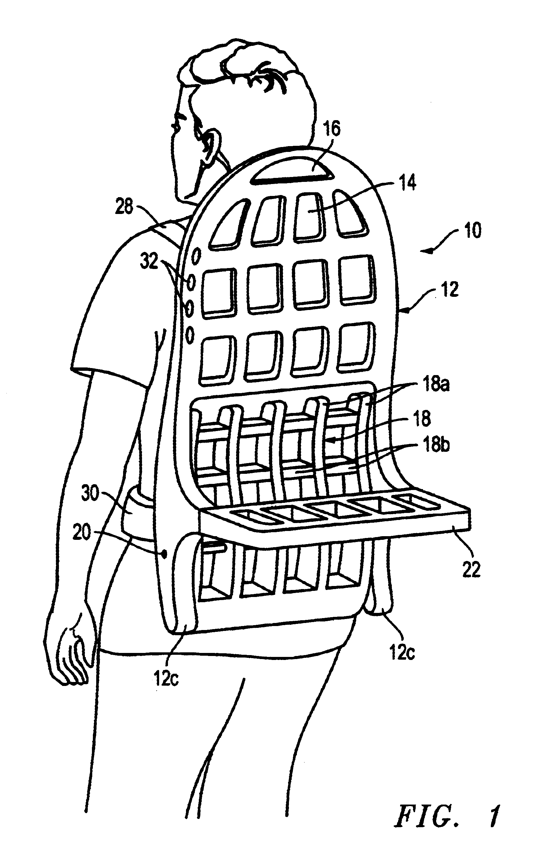 Back-supported load-carrying mechanism with suspension-mounted pivoting lumbar support