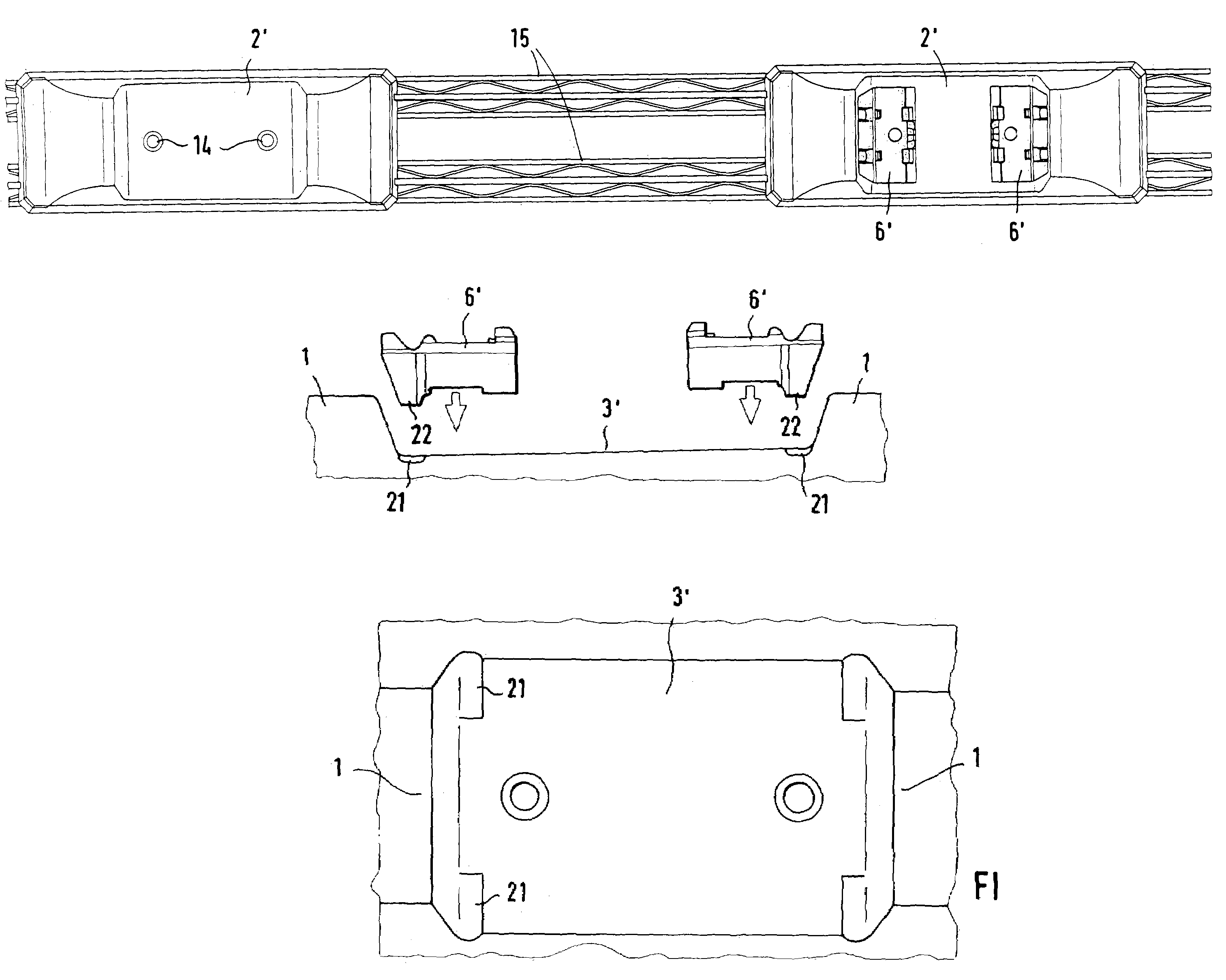 Concrete railroad tie with guide plates for the rail base