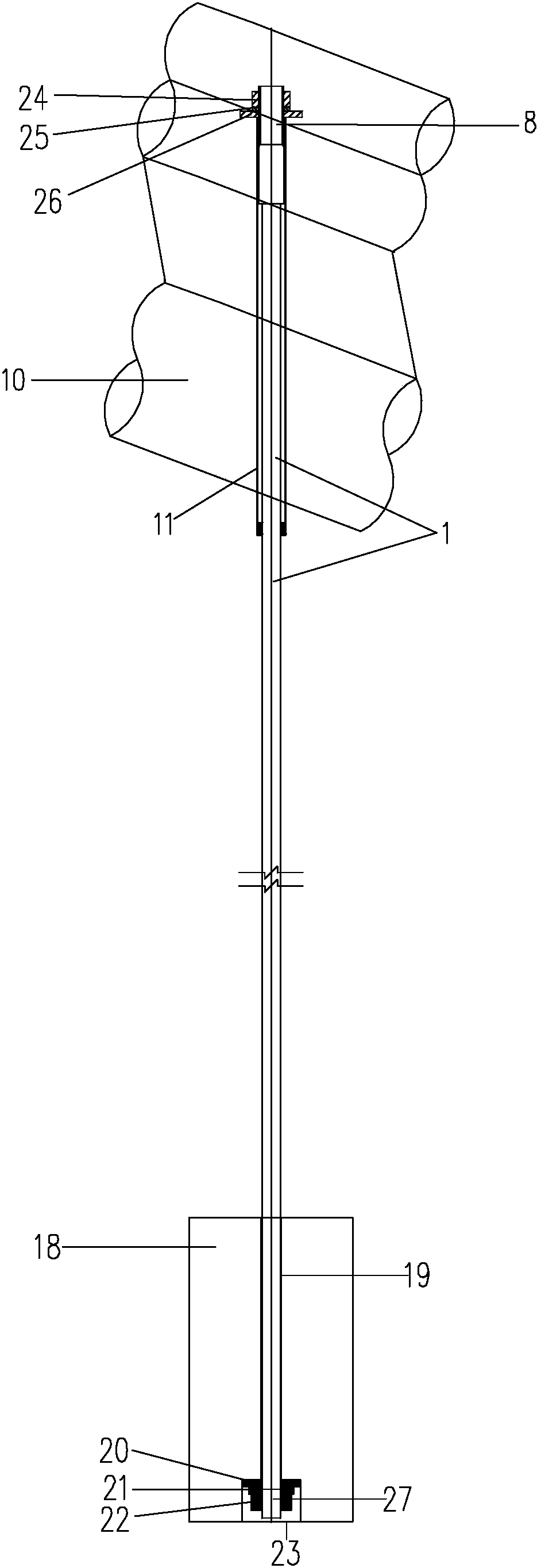 Anchored type arch bridge suspender system combining flexible inhaul cable with rigid pull rod