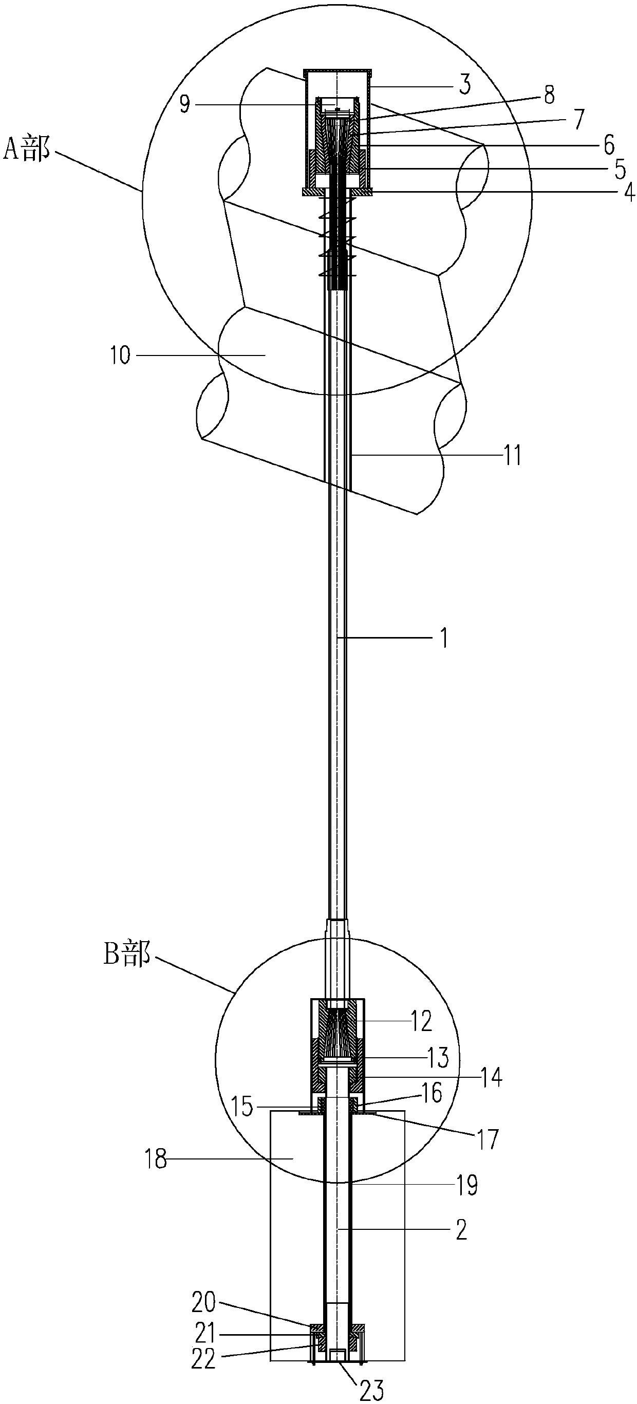 Anchored type arch bridge suspender system combining flexible inhaul cable with rigid pull rod