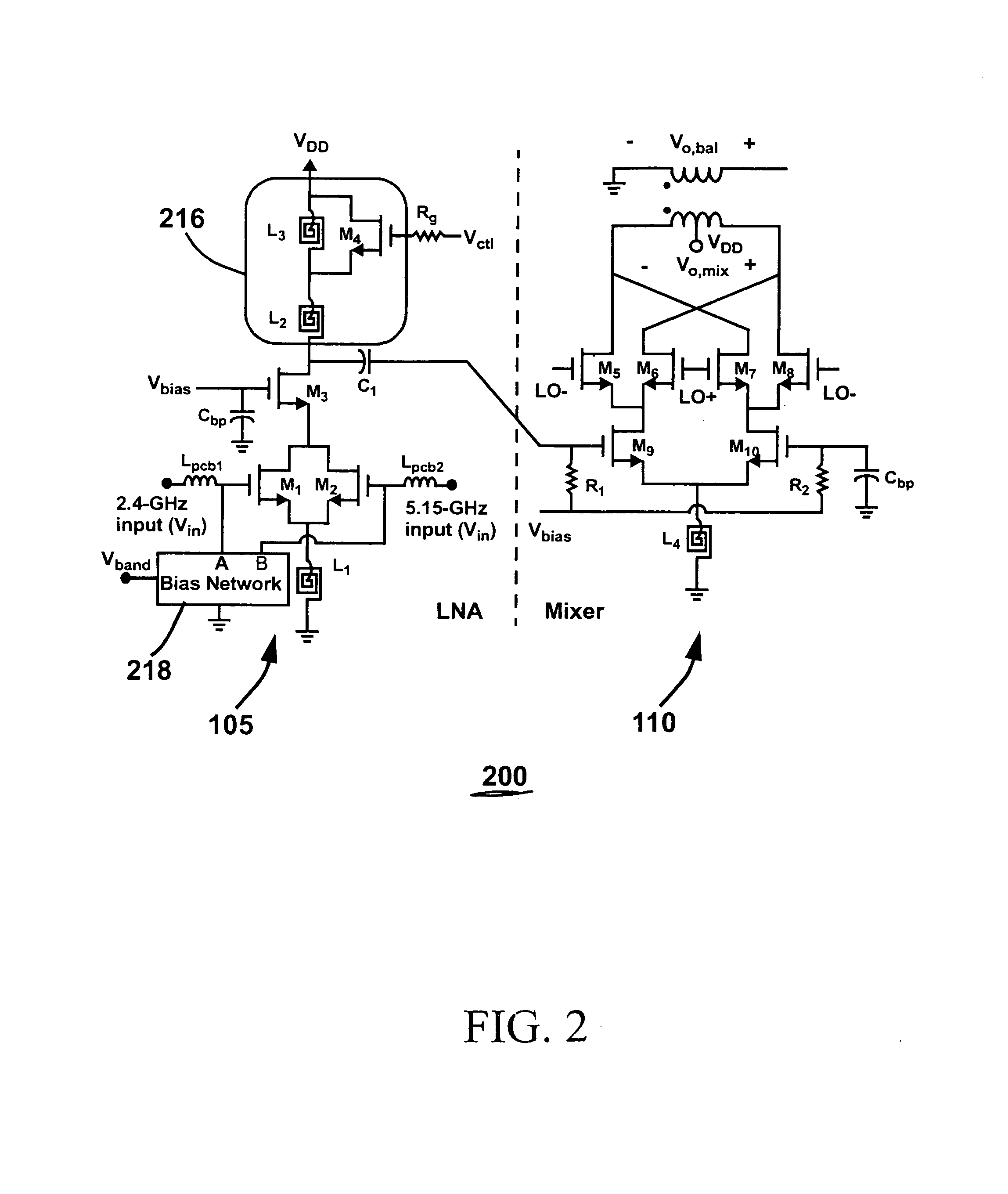 Dual-band CMOS front-end with two gain modes