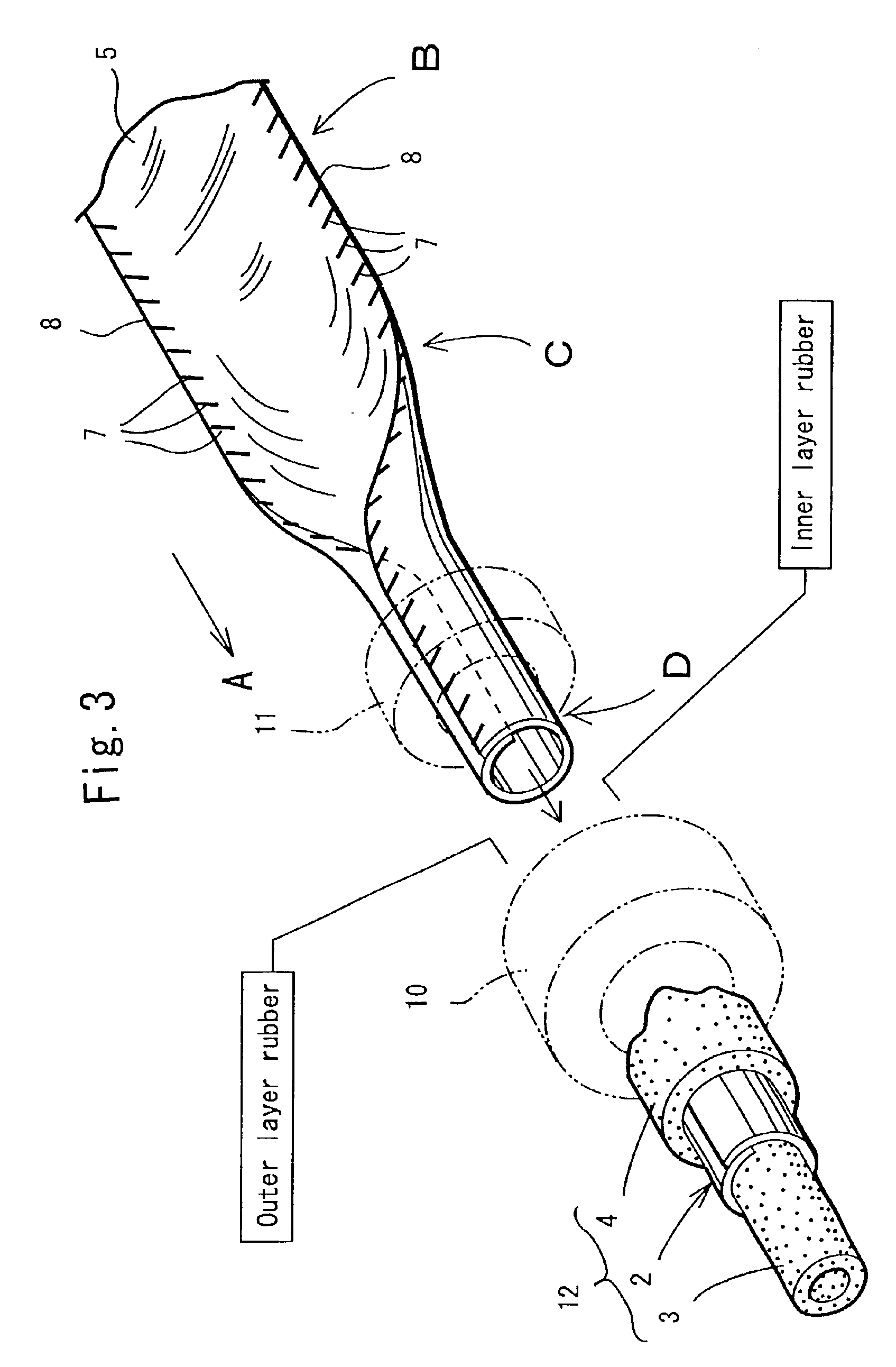 Thin-walled rubber hose and method of producing the same