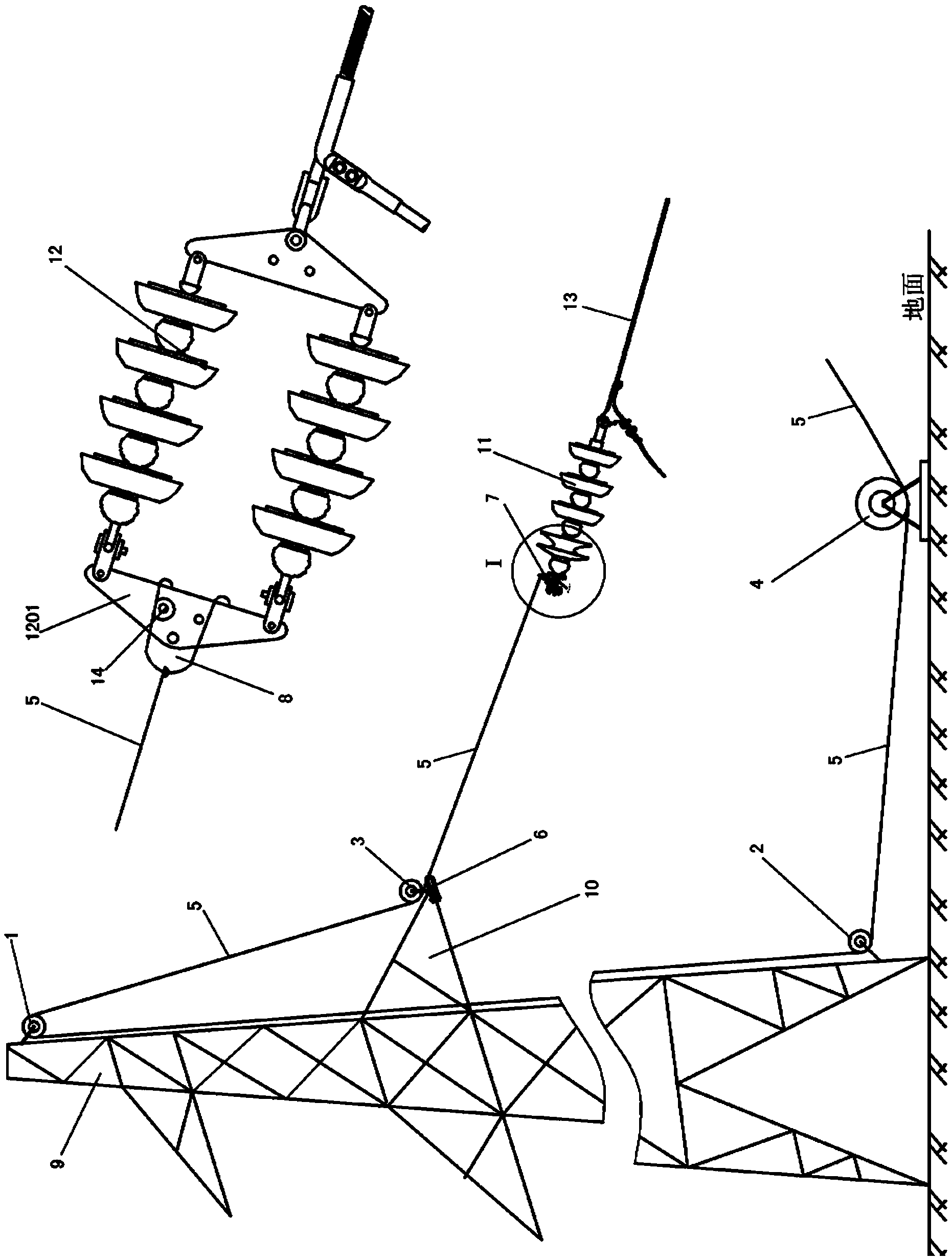 Yoke plate tightener for overhead line stringing