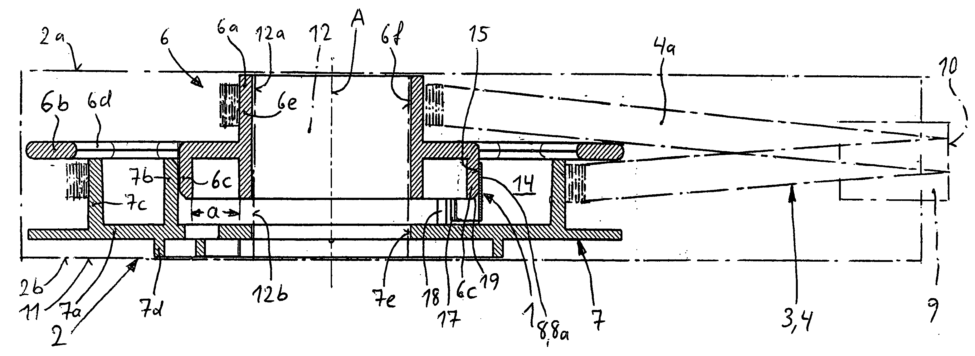 Frictional clutch for torque-restricted torsional power transmission between two reels of a hand-held device