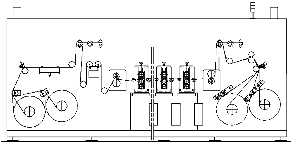 Shutdown reel-changing type round-press-round die cutting machine for lithium battery positive and negative substrate unwinding and winding