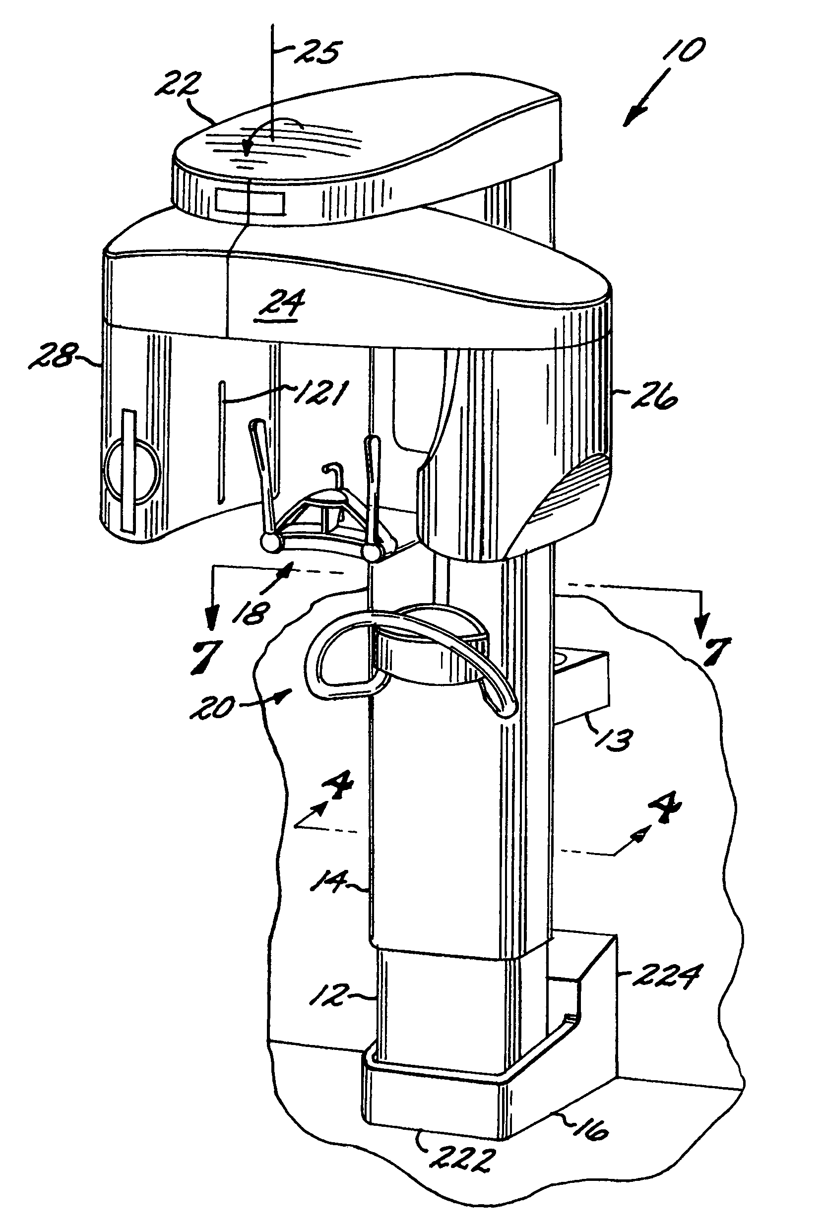 Structural and patient positioning features of an x-ray system