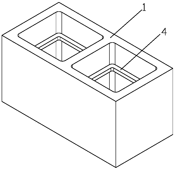 Hollow block masonry structure with high shear resistance