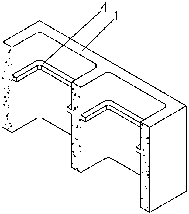 Hollow block masonry structure with high shear resistance