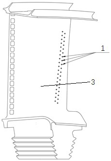 Combined structure air film hole for cooling front edge of turbine blade