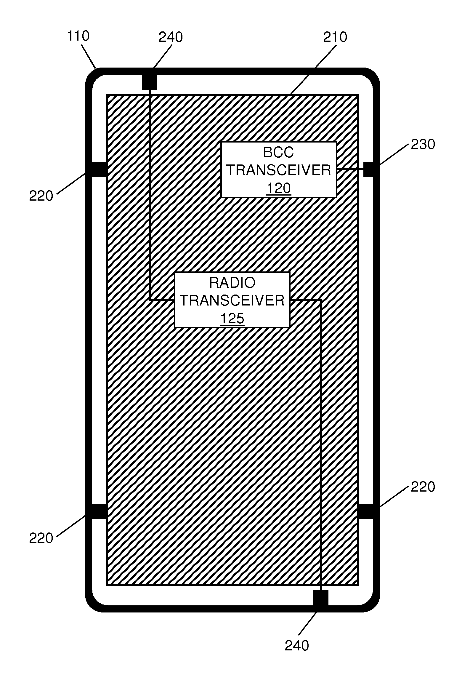 Device with external metal frame as coupling element for body-coupled-communication signals