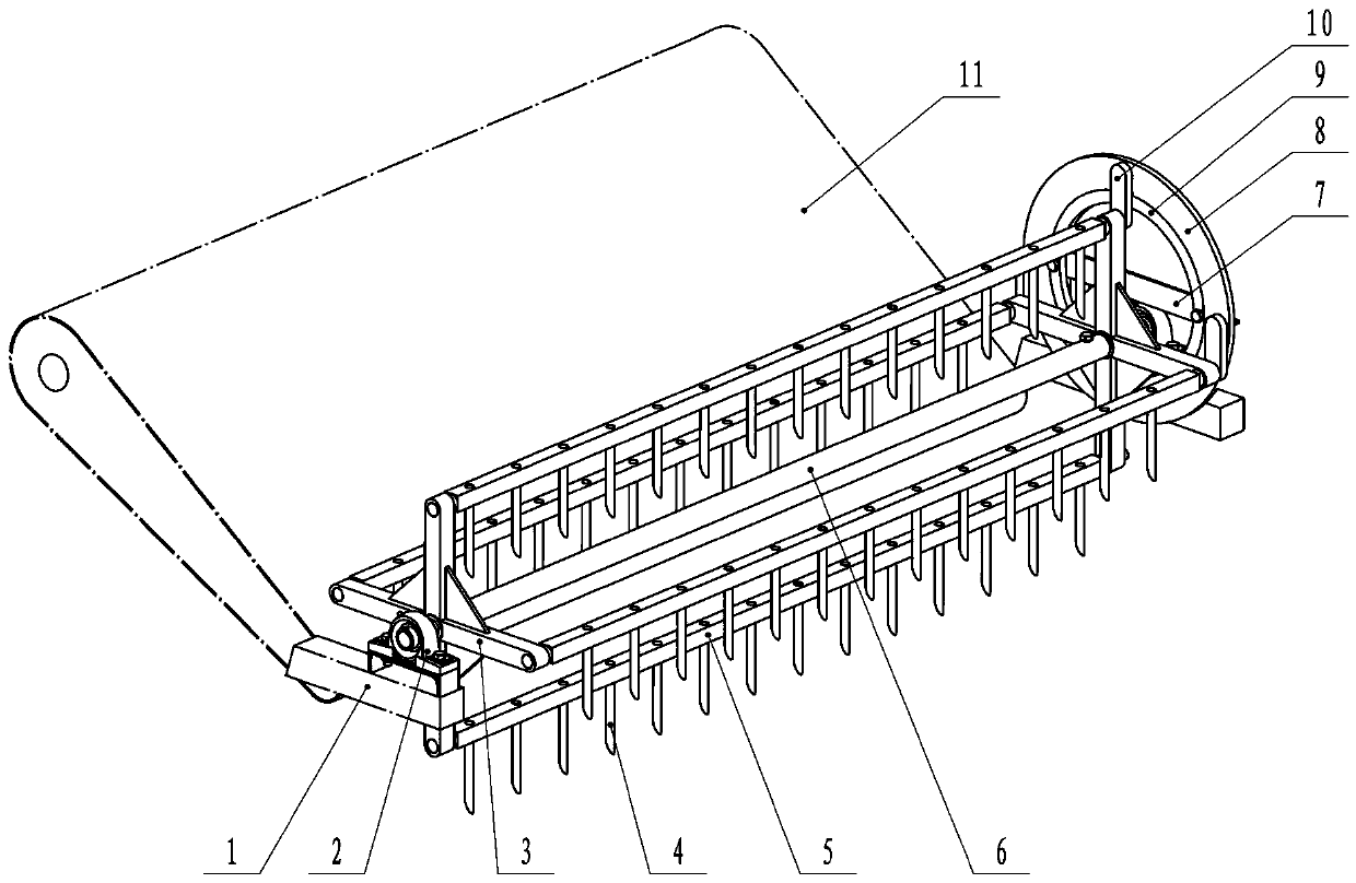 Residual film collecting mechanism with film poking teeth doing cycloid motion