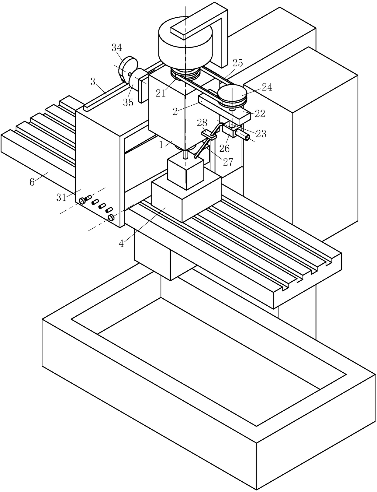 Processing chip treatment system for numerical controlled milling machine for brittle metal material cutting process