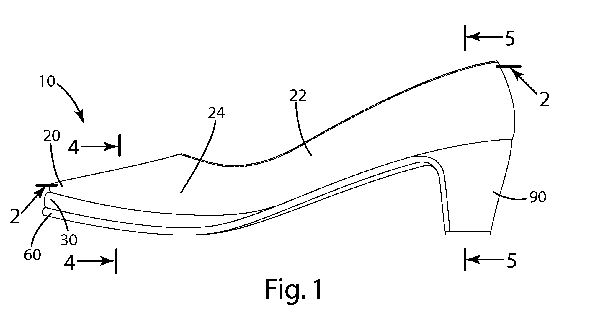 Platform footwear construction and related method