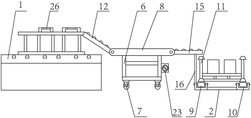 Discharging and conveying device of punching production line