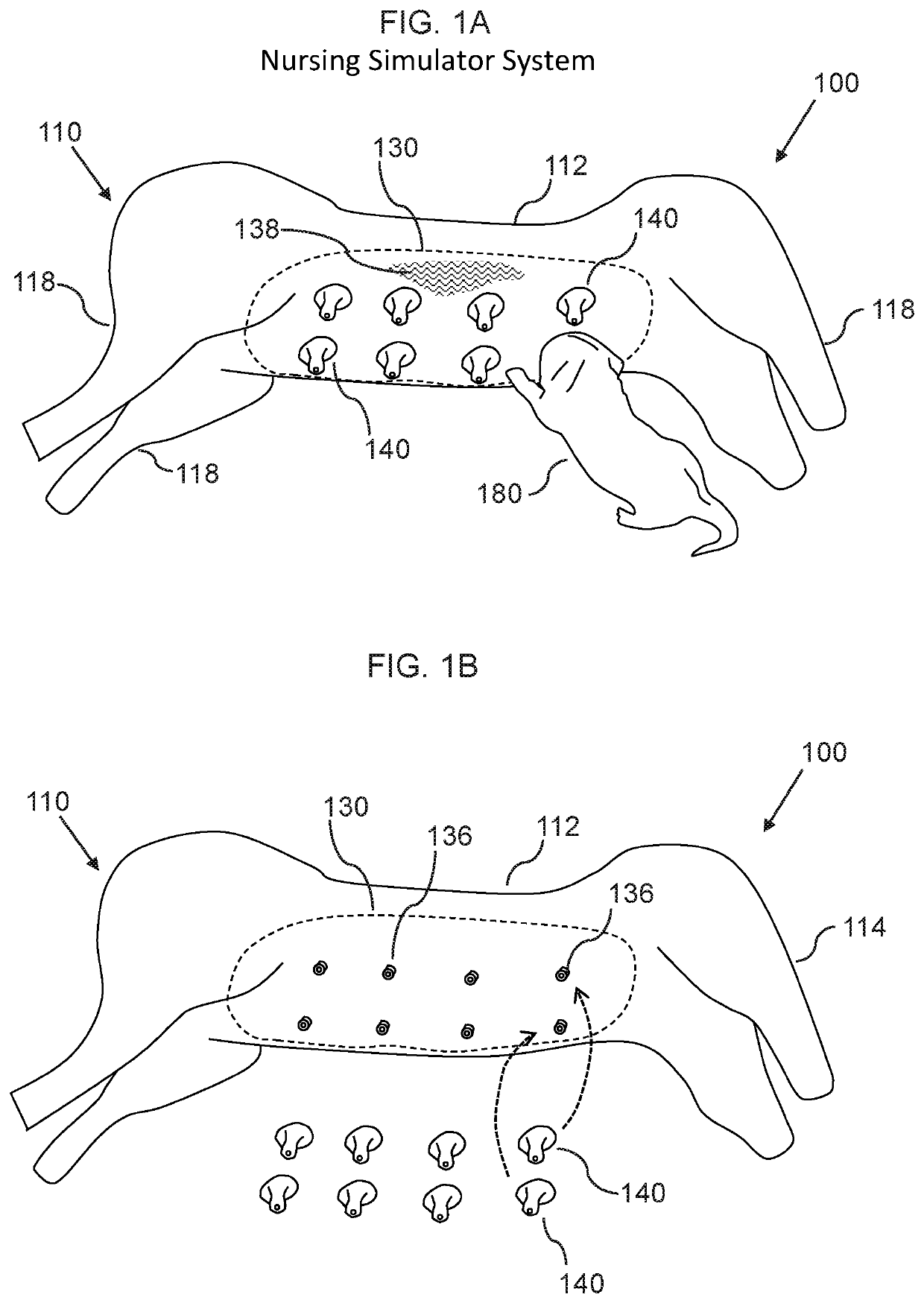 Nursing simulator system for nursing an infant