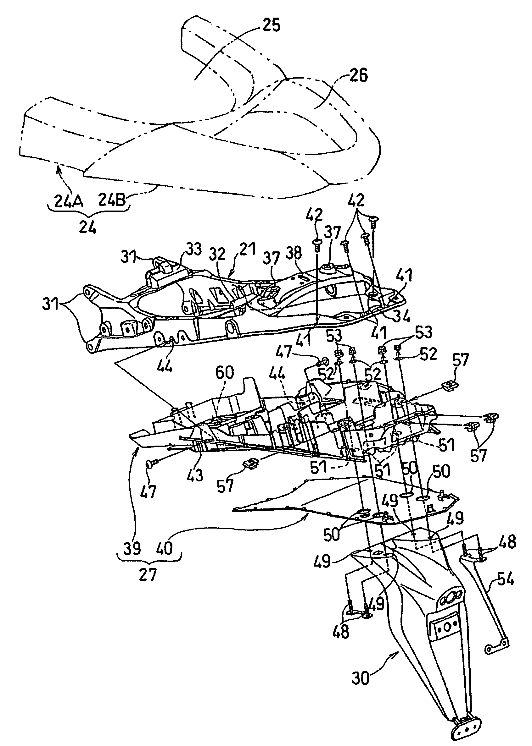 Motorcycle rear fender structure