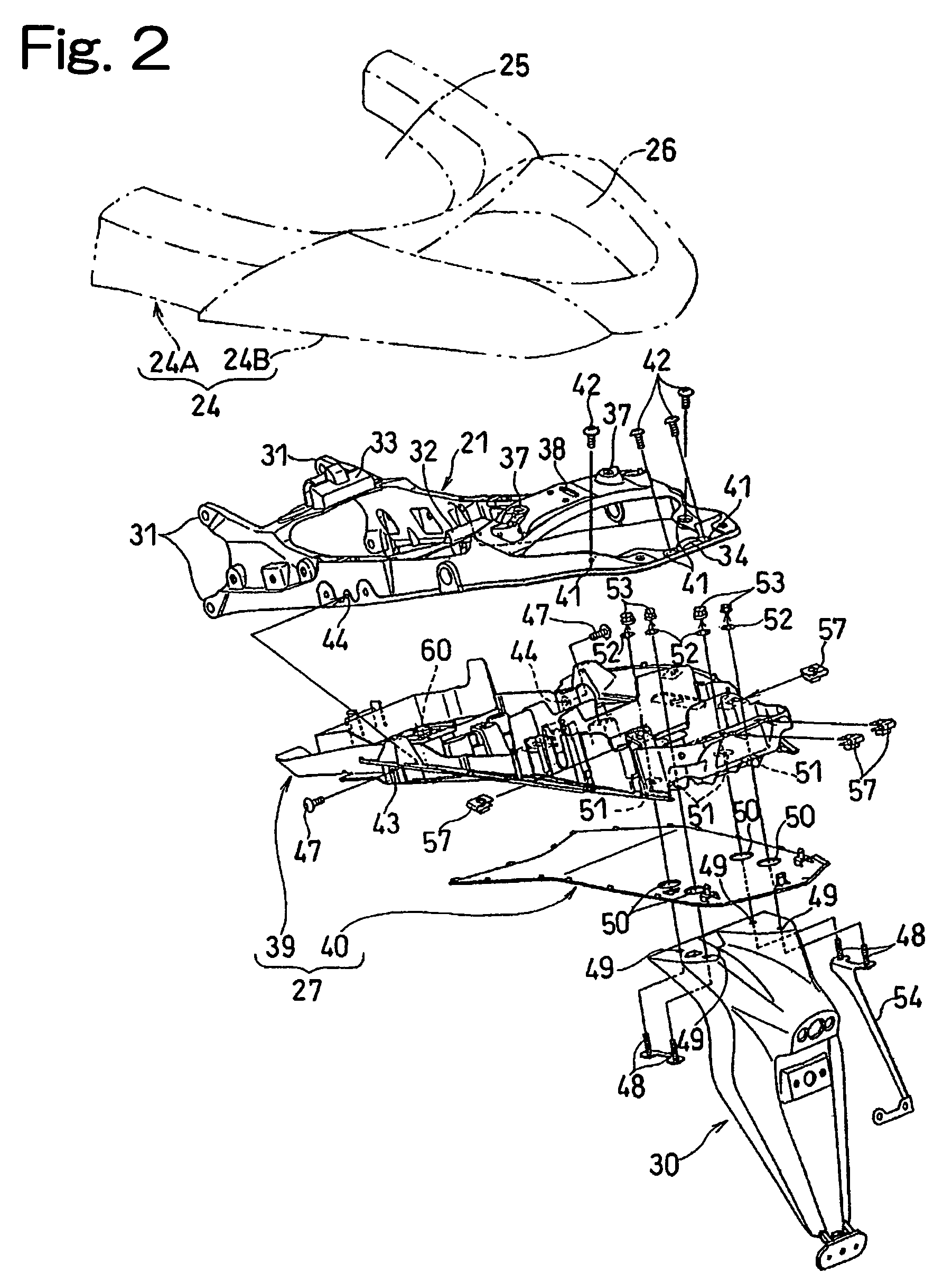 Motorcycle rear fender structure