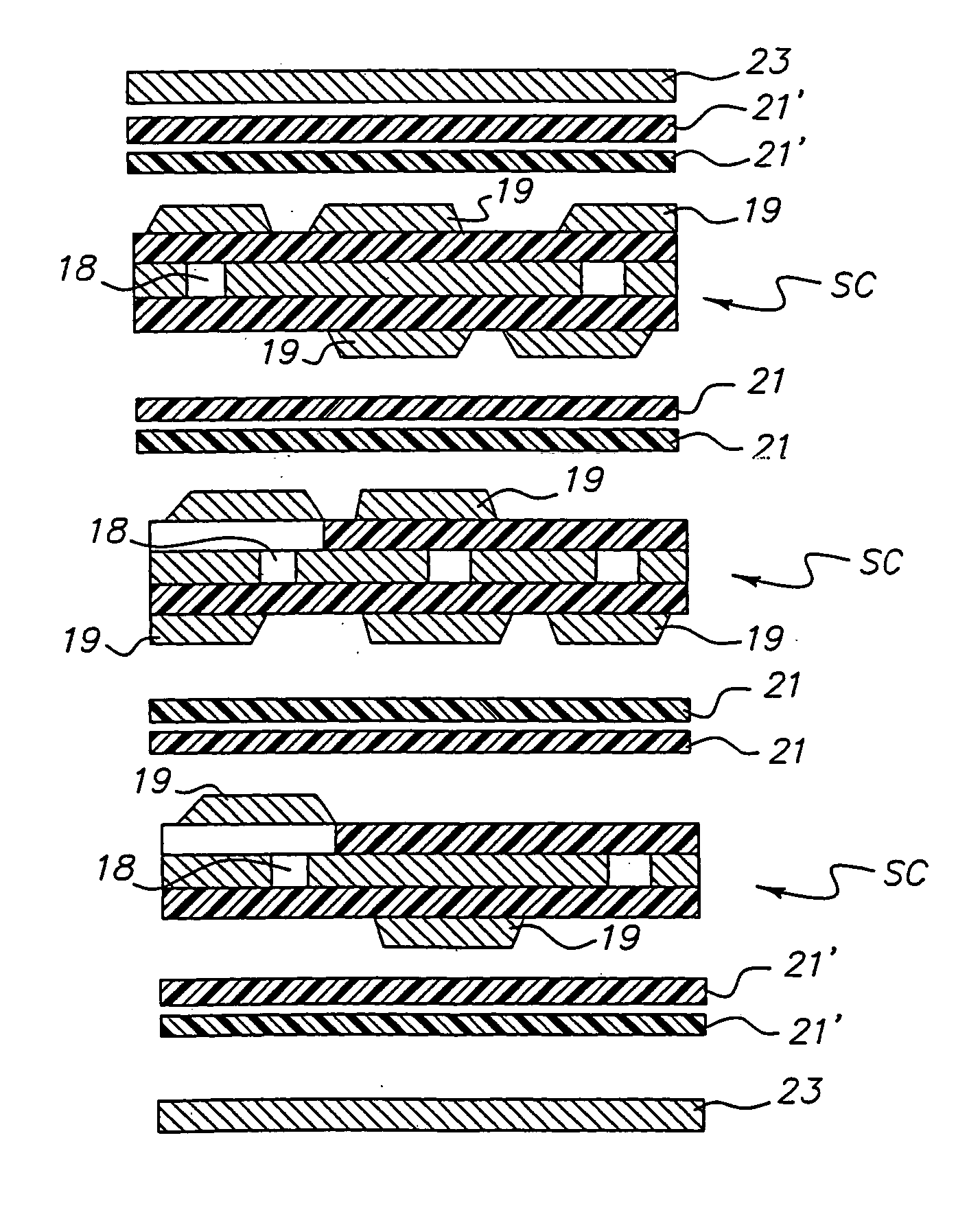 Circuitized substrate utilizing three smooth-sided conductive layers as part thereof and electrical assemblies and information handling systems utilizing same