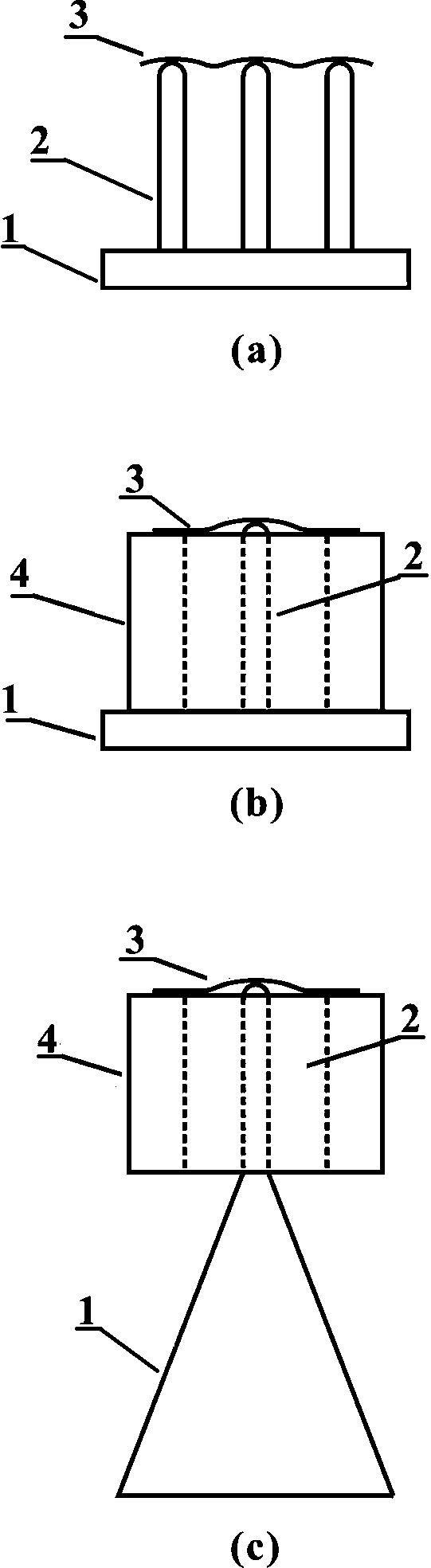 Composite nano cold cathode structure with high stability electron emission and preparation method