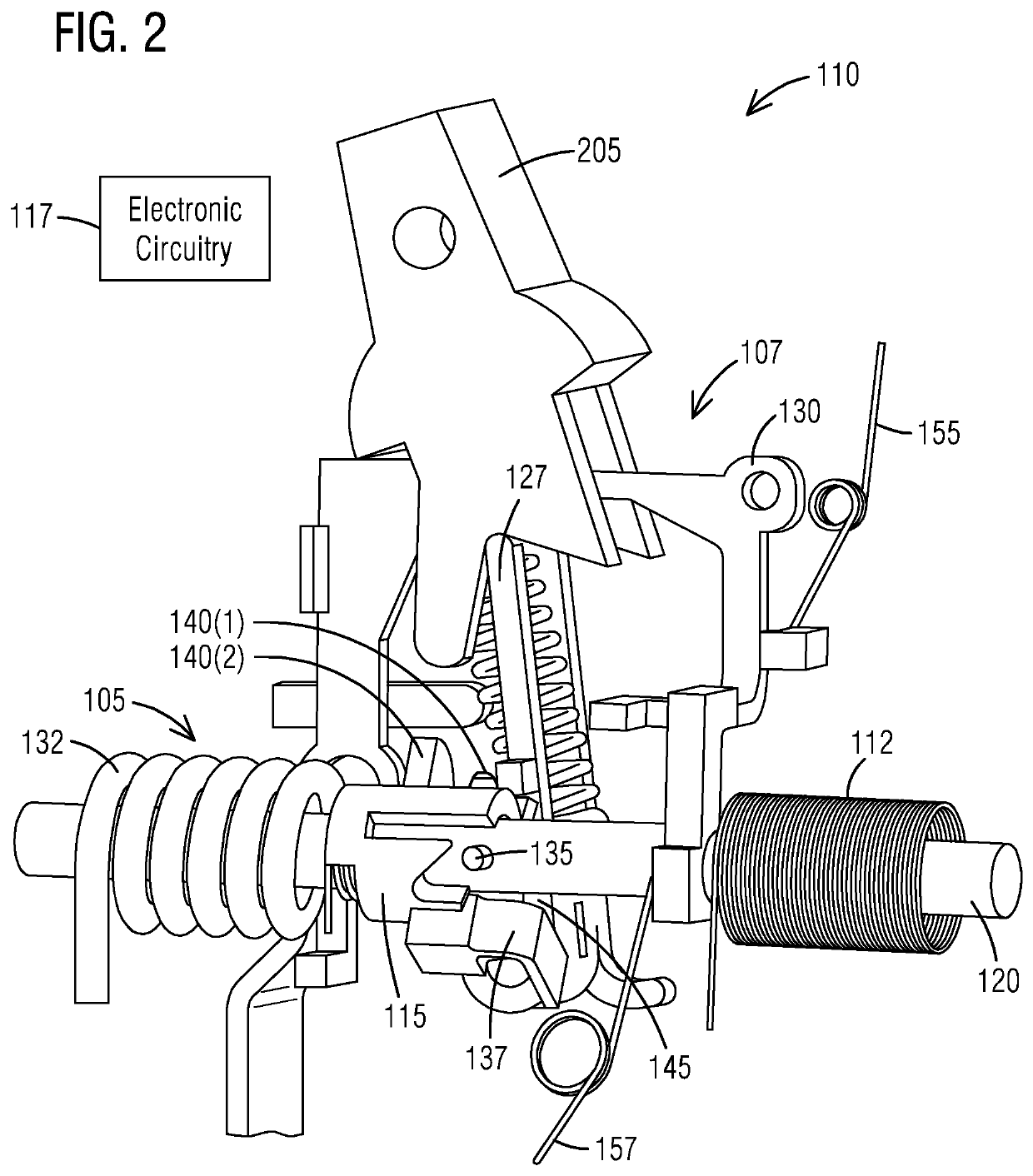 Electronic circuit breaker with lockout mechanism integrated into electronic trip mechanism