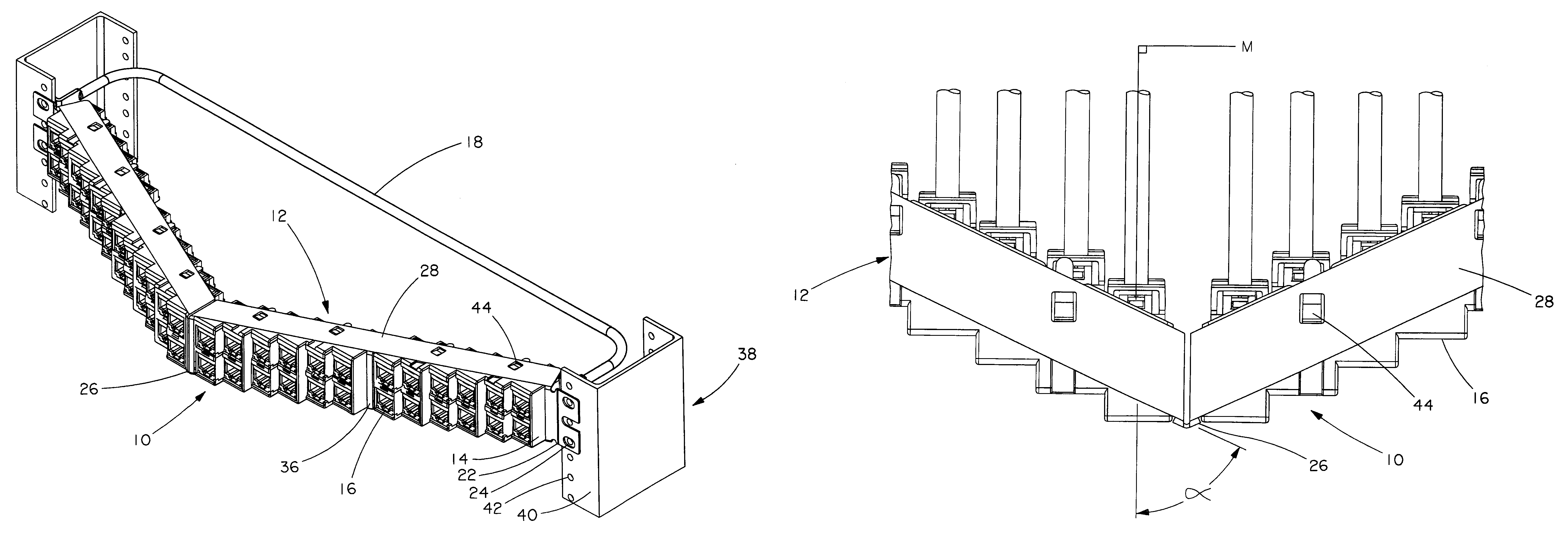 Stair-stepped angled patch panel