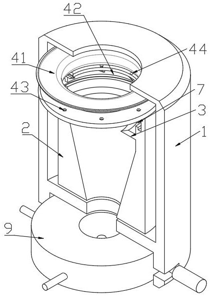 A wire drawing furnace for heating and melting glass base material for optical fiber