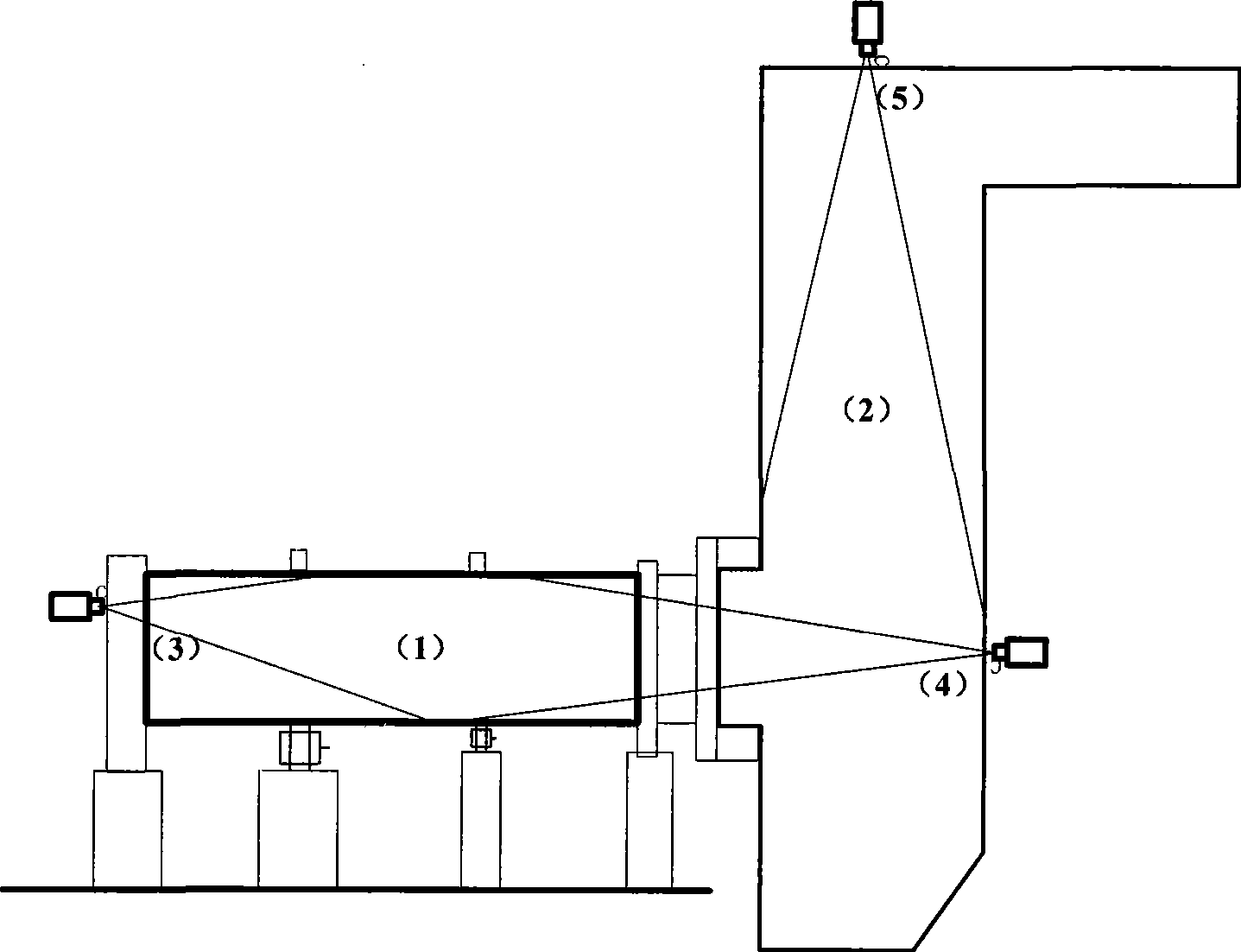 Temperature field distribution non-contact measuring method in danger wastes thermal decomposition incineration furnace