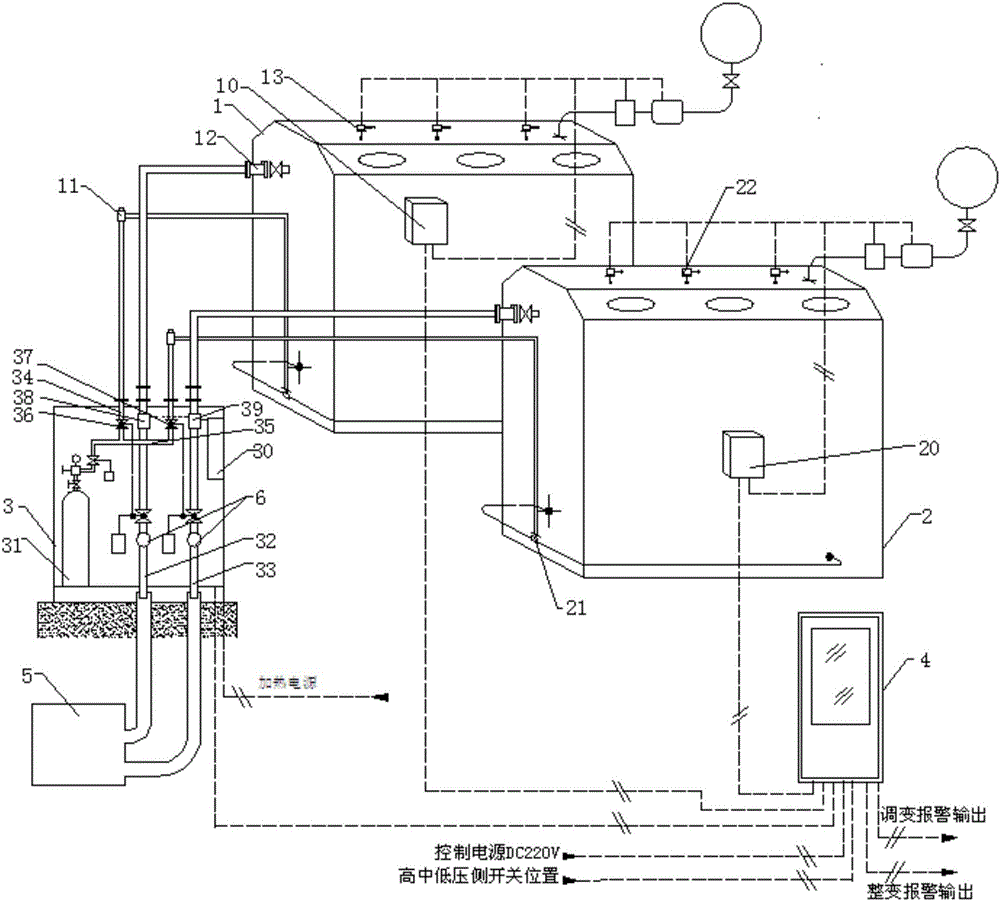 Oil-draining and nitrogen-injecting fire extinguishing device comprising double oil draining systems